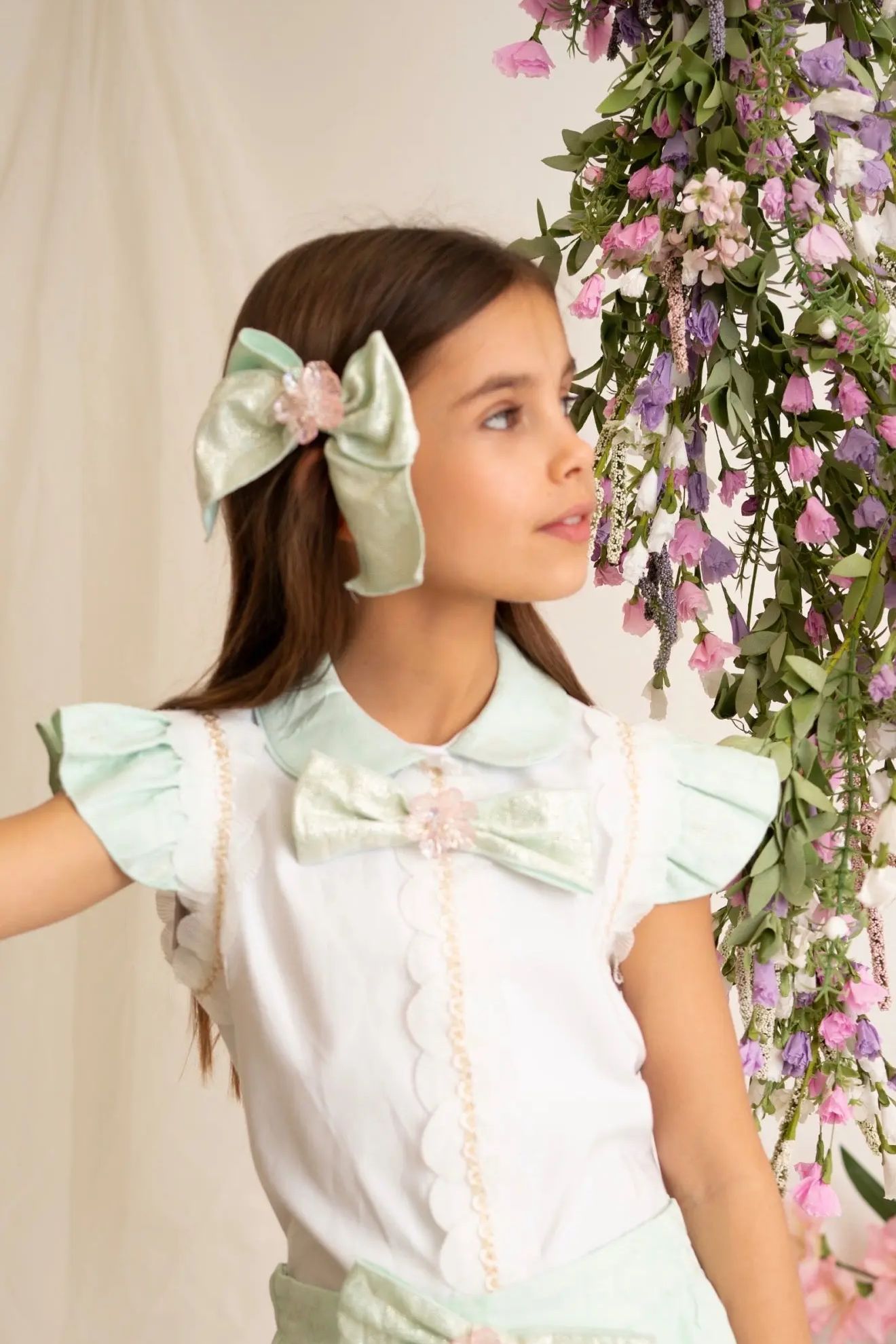 SS26 Naxos Girls Mint Green Hair Bow Naxos