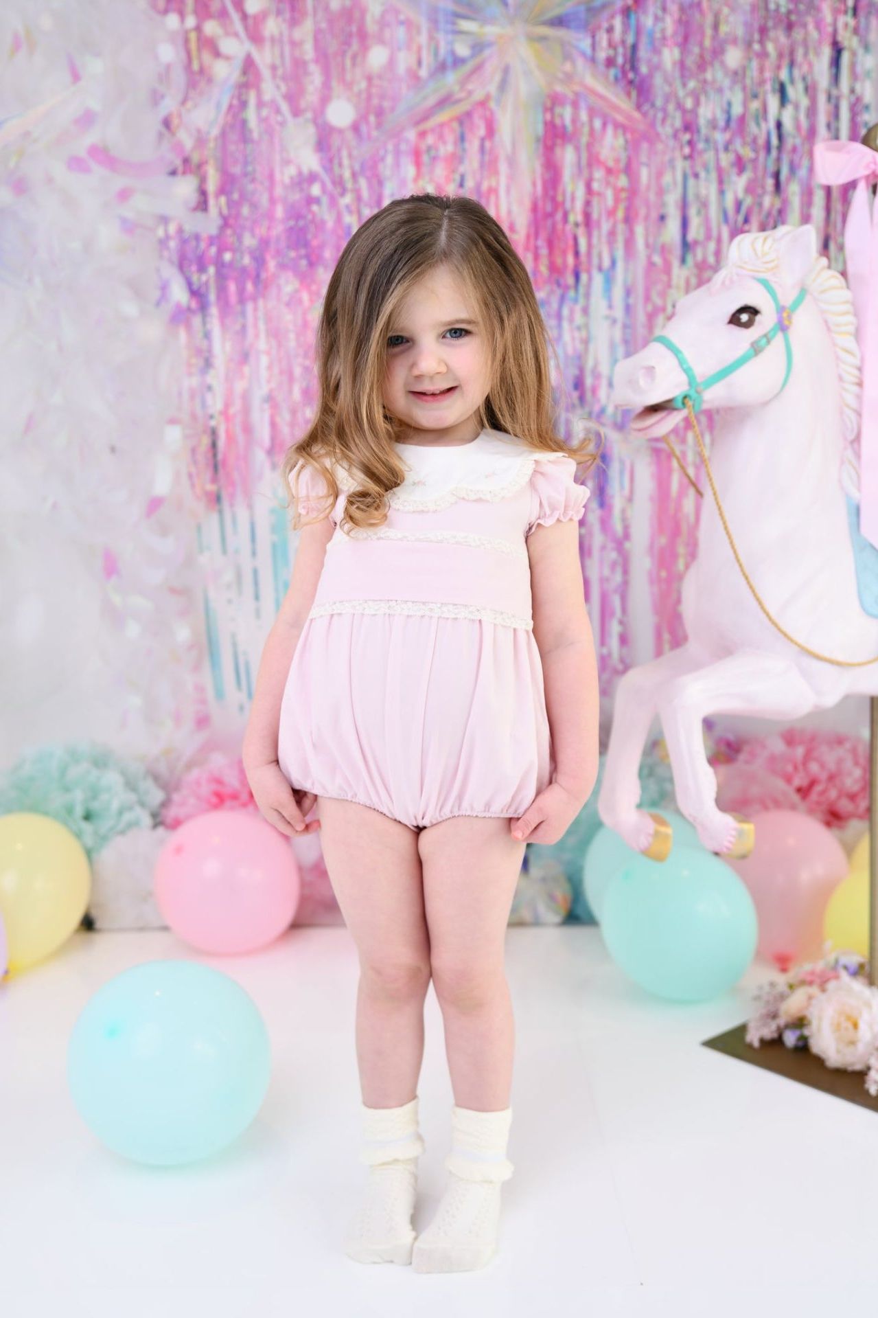 Fofettes & Be Chic Baby Girls Pink Romper Dainty Delilah