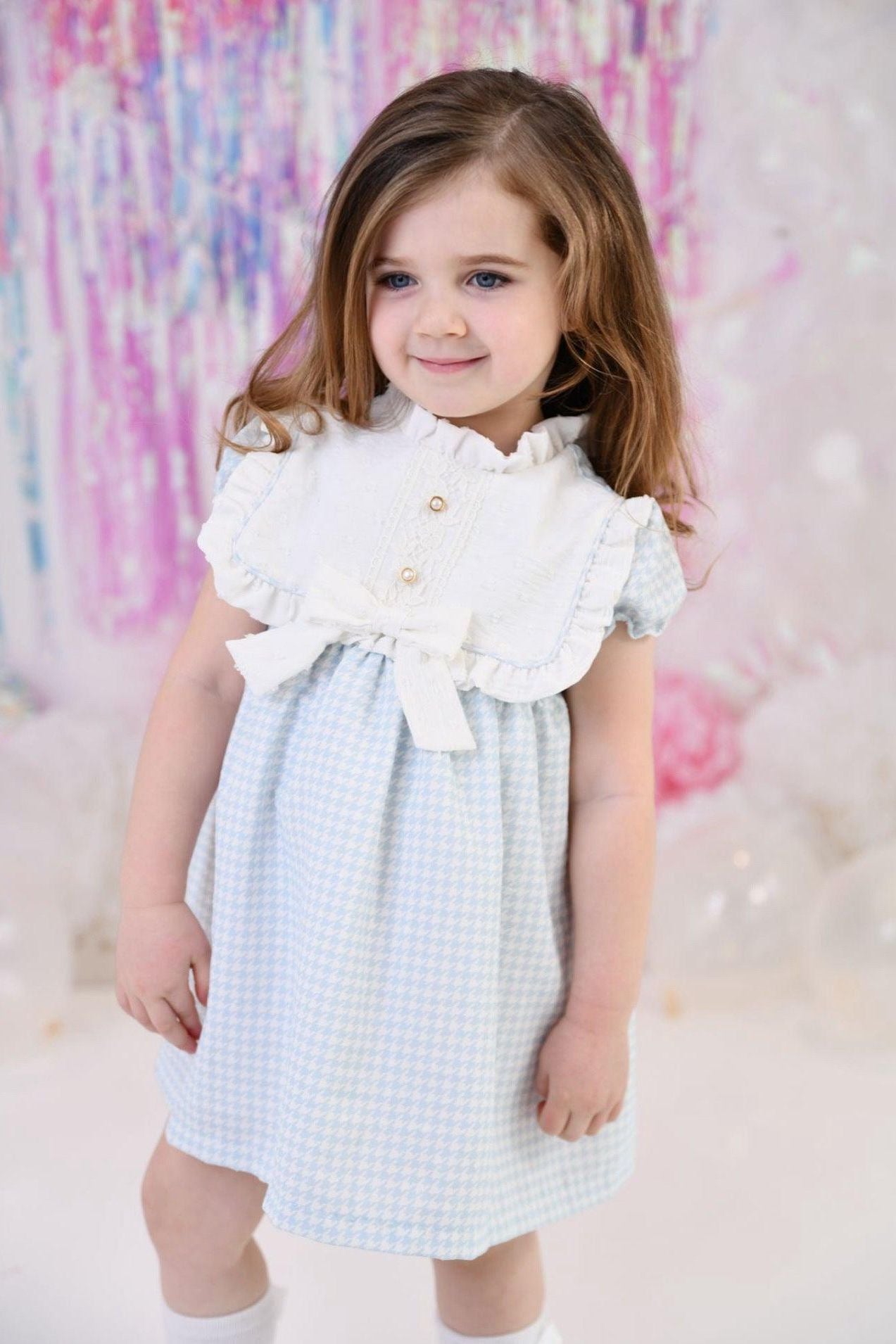 Fofettes & Be Chic Girls Blue Check Dress Dainty Delilah 