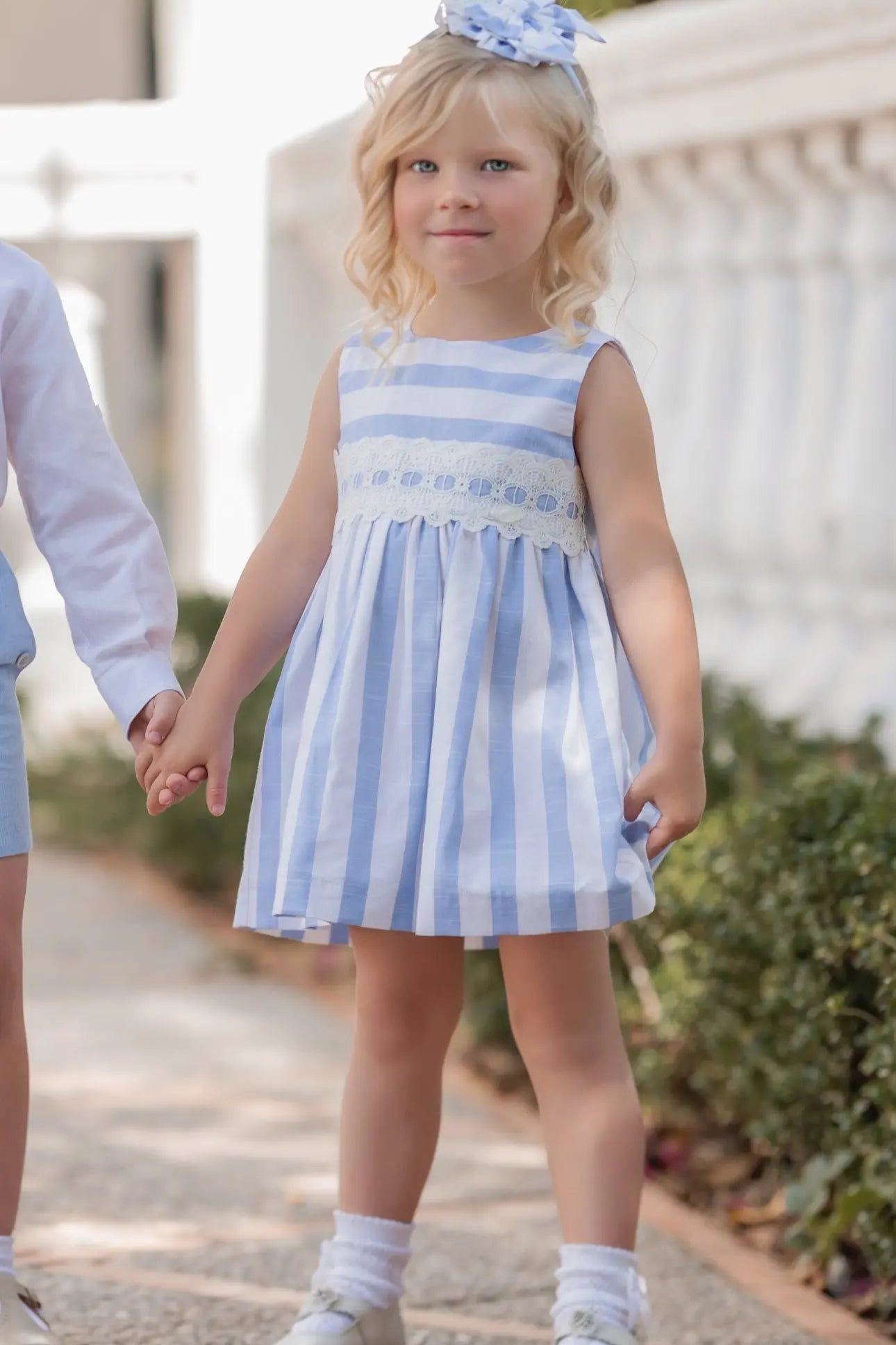 SS25 Girls Miranda Blue Candy Stripe Summer Dress Miranda