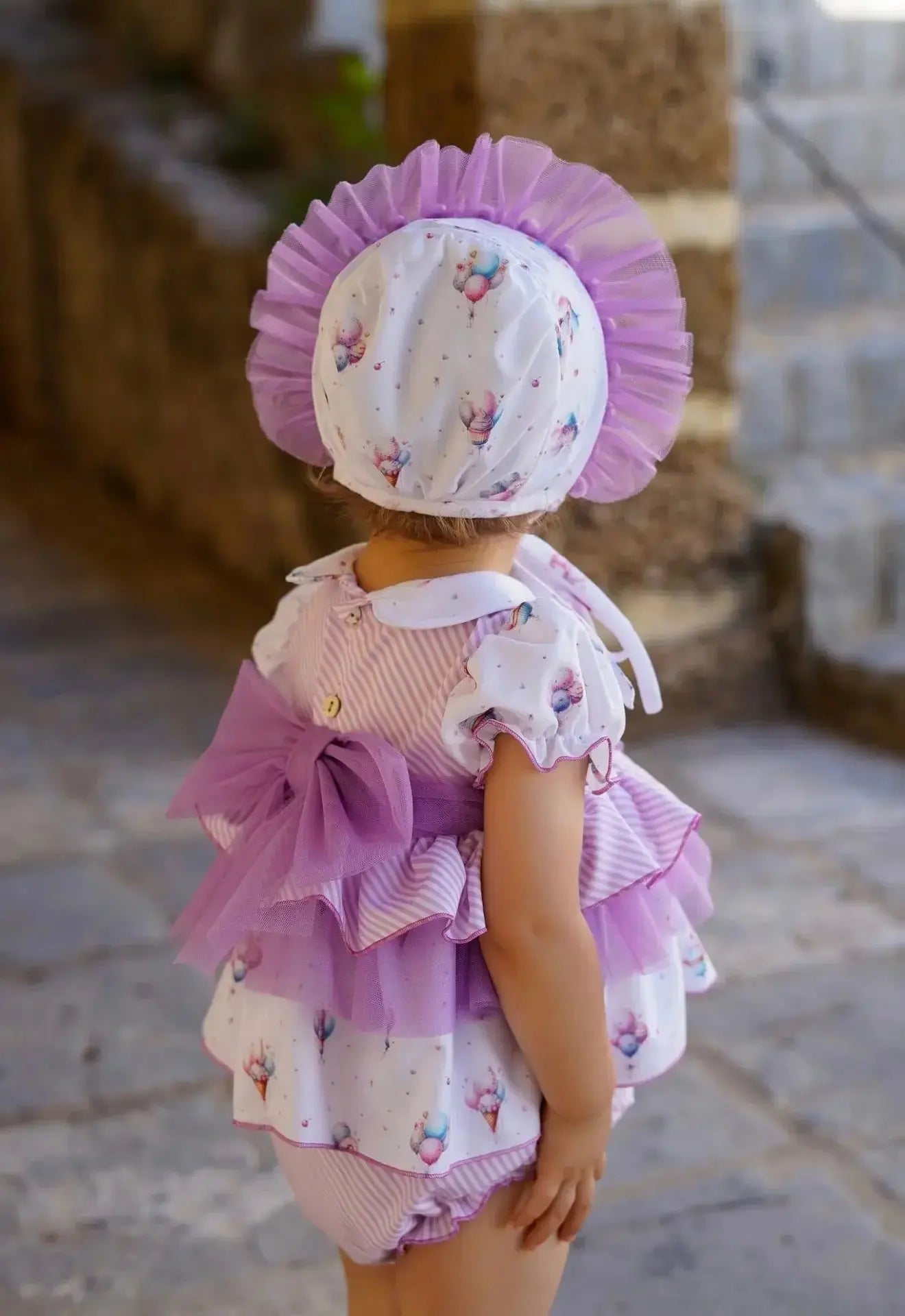 Babine Baby Girls Balloon Tulle Dress & Bonnet Set Babine
