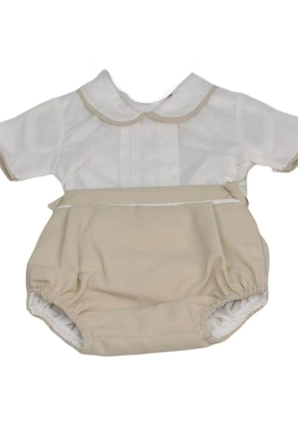 SS25 Boys Beige Shirt & Short Set Dainty Delilah