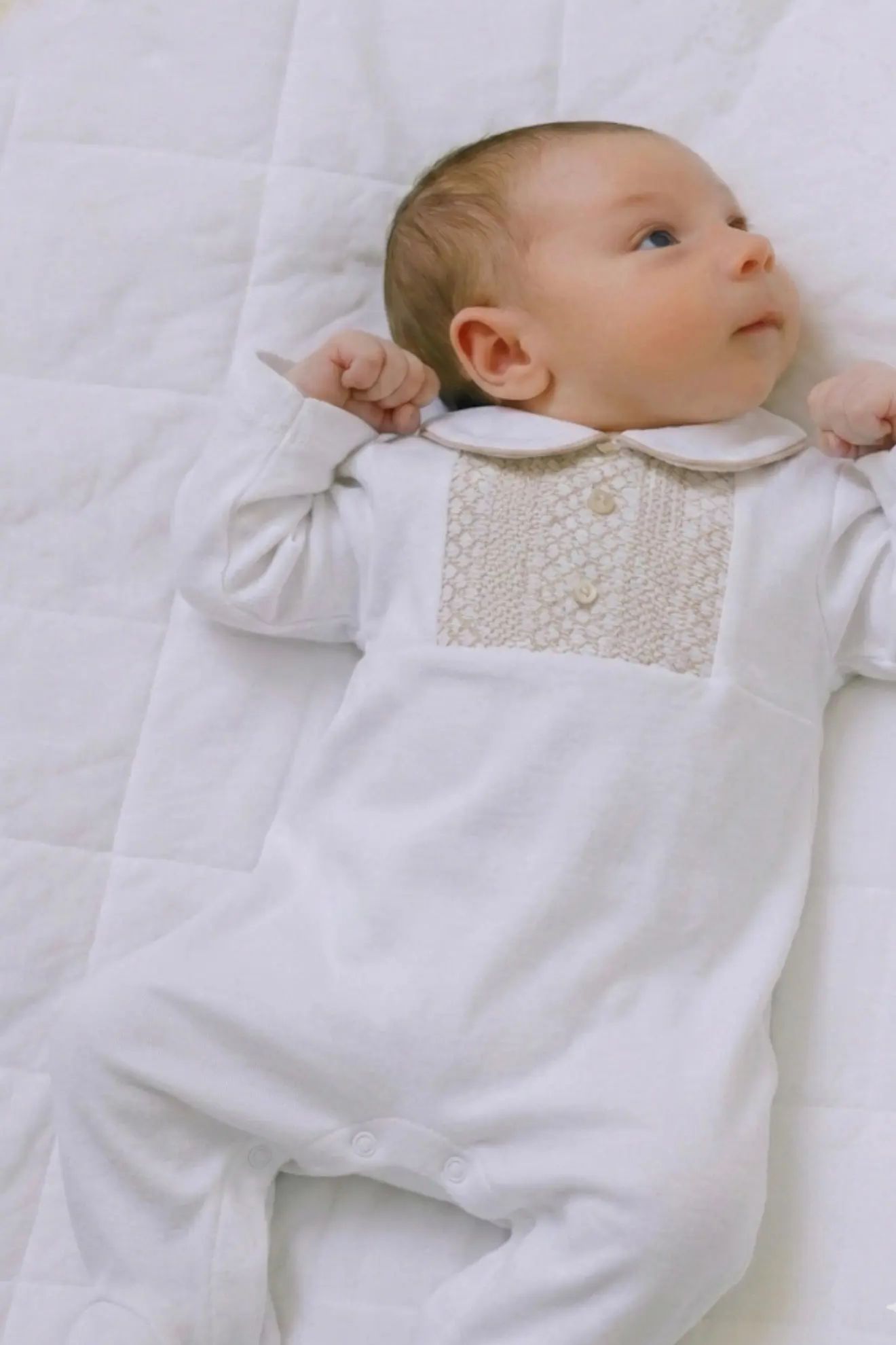 Spanish Baby Unisex White Smock Babygrow Dainty Delilah