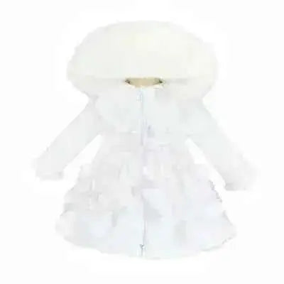 Girls White Frilly Fur Coat