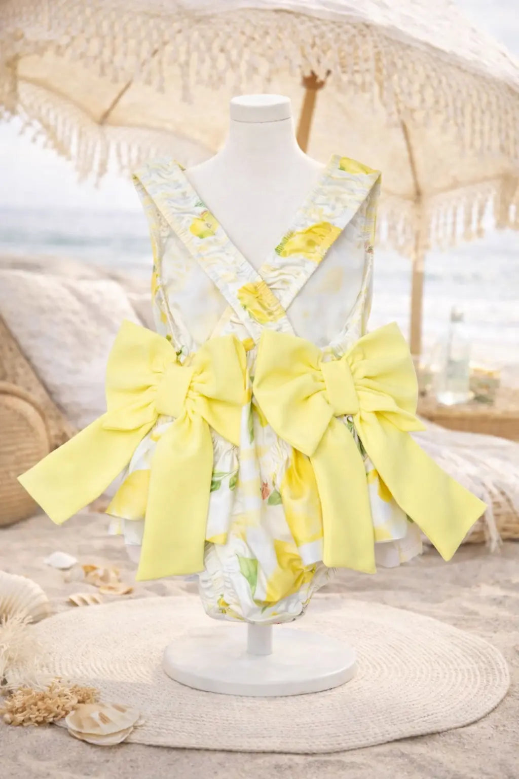 Girls Summer Lemon Frilly Bow Swimming Costume Dainty Delilah