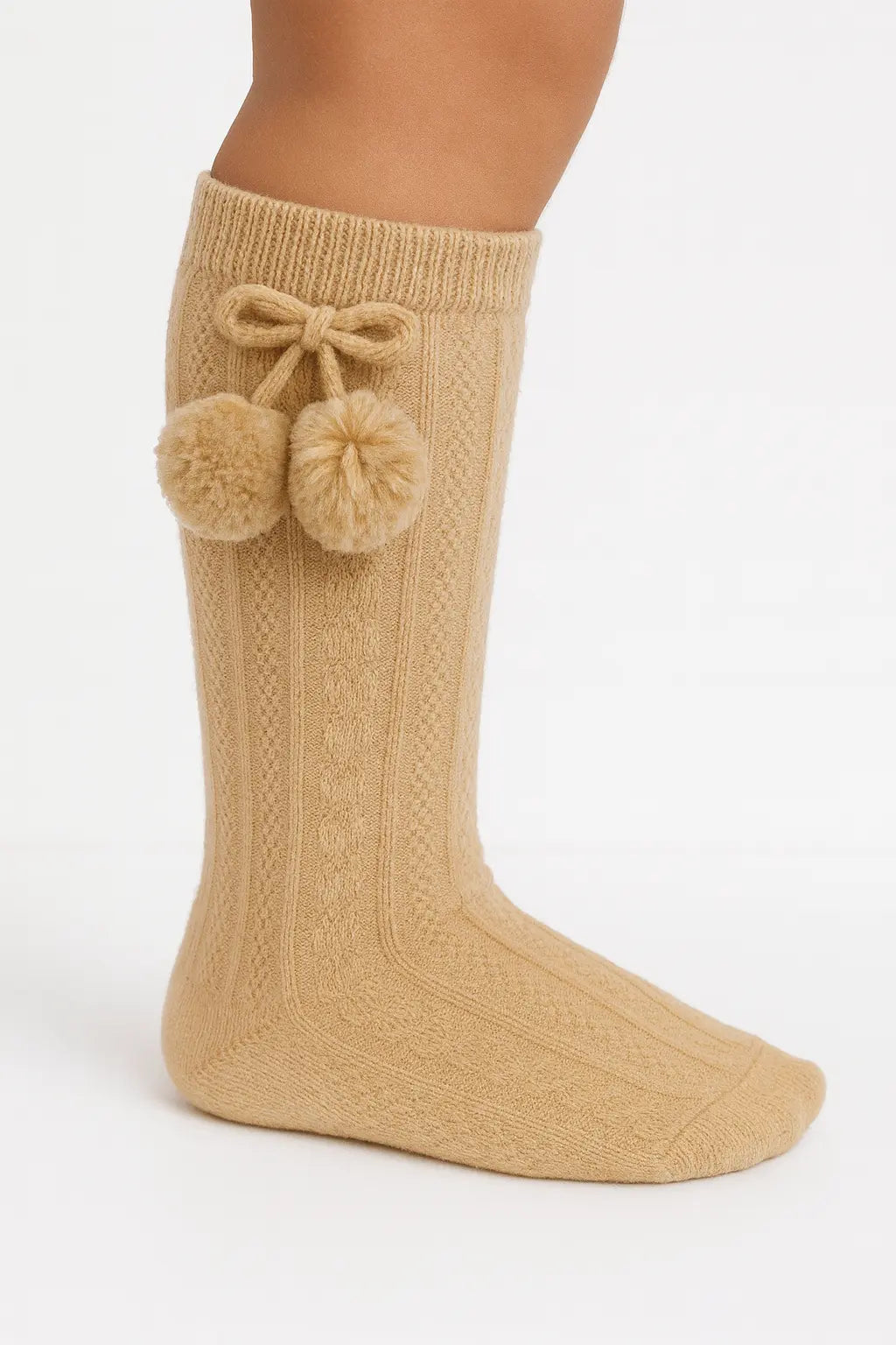 Camel Spanish Pom Pom Knee Socks Dainty Delilah