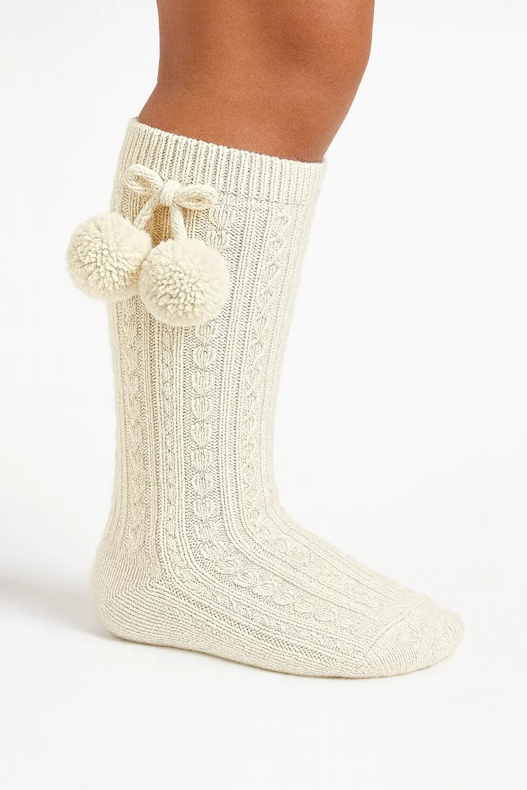 Ivory Spanish PomPom Knee Socks Dainty Delilah
