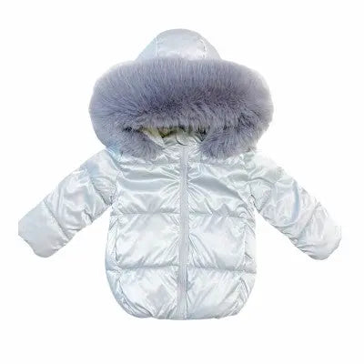 Silver / Grey Fur Hood Unisex Coat Dainty Delilah