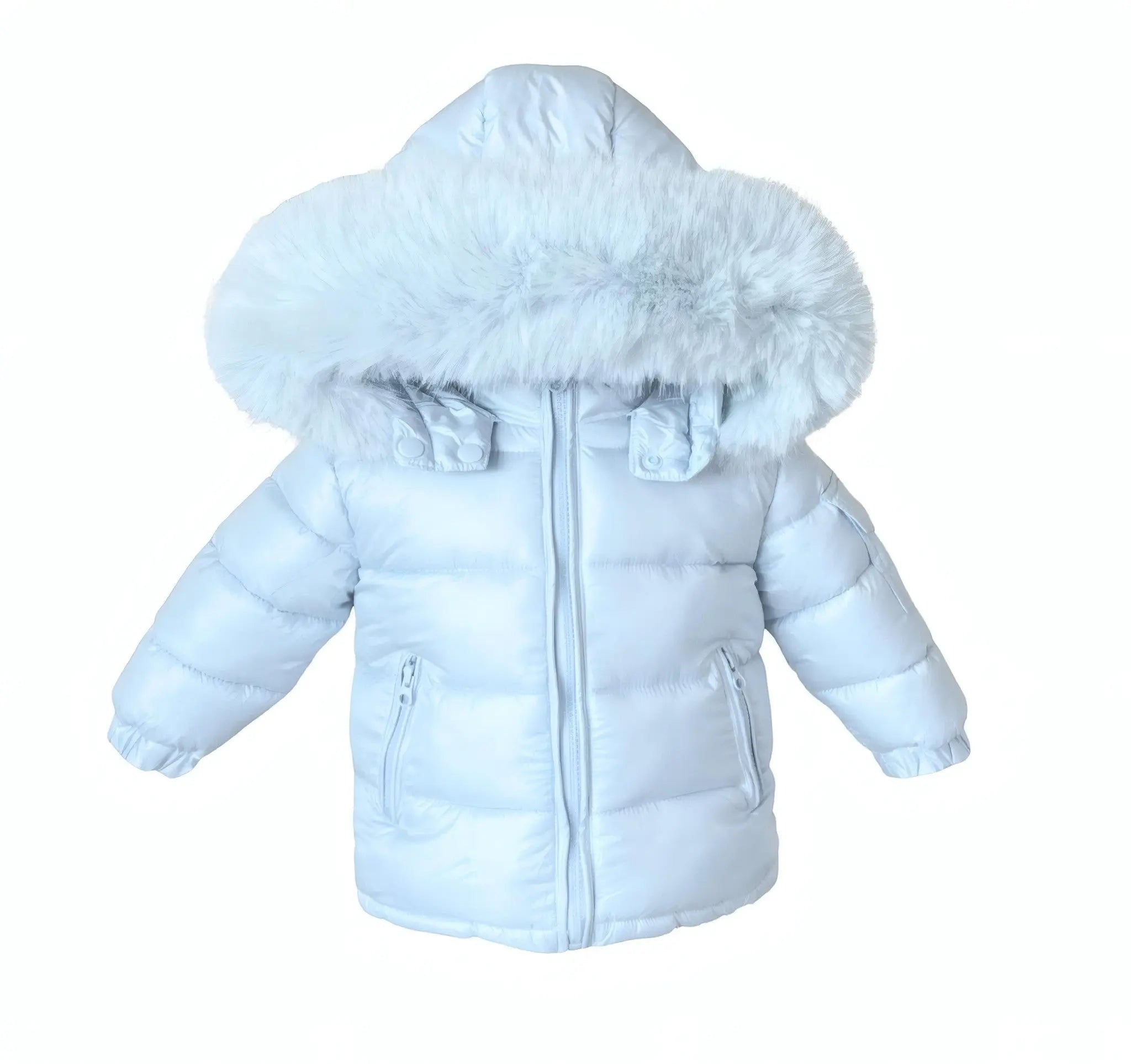 Baby Blue Fur Hood Unisex Coat Upto 12 Years - In Stock Dainty Delilah
