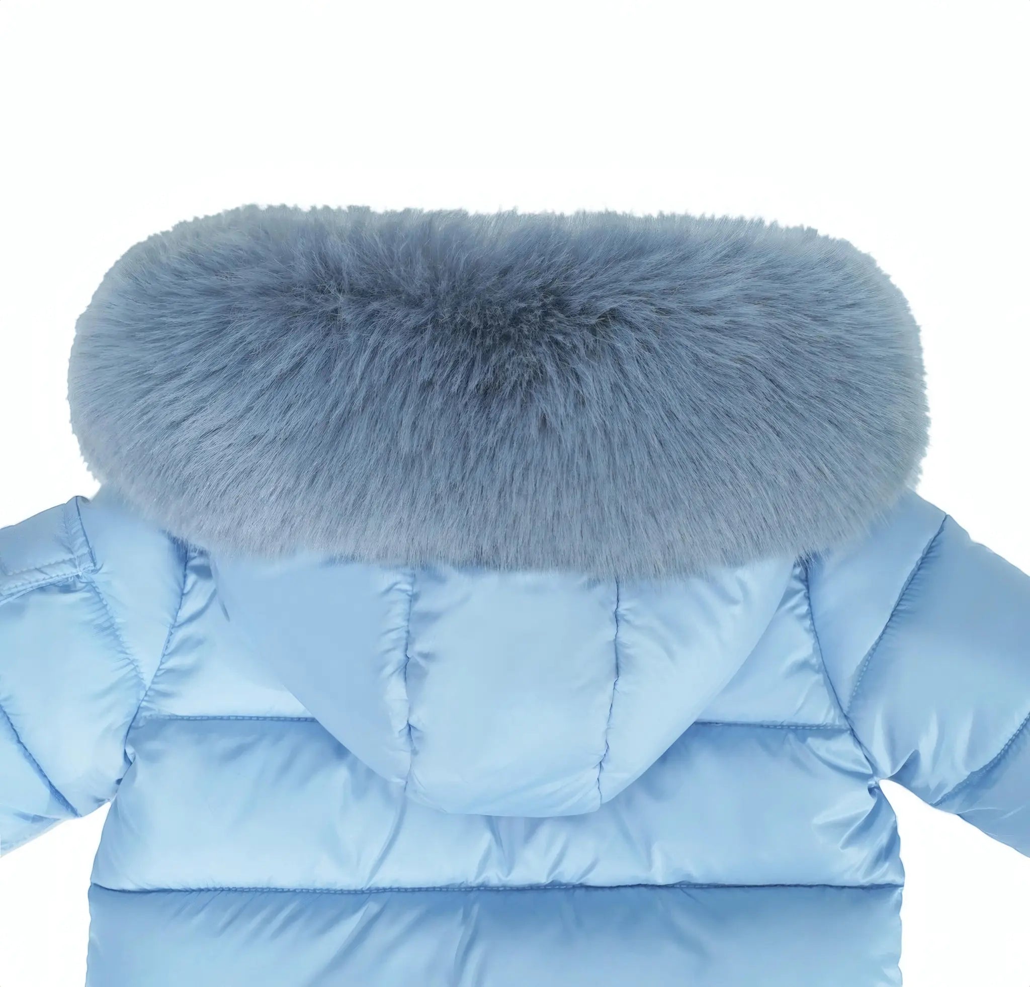 Ocean Blue Fur Hood Unisex Coat Dainty Delilah