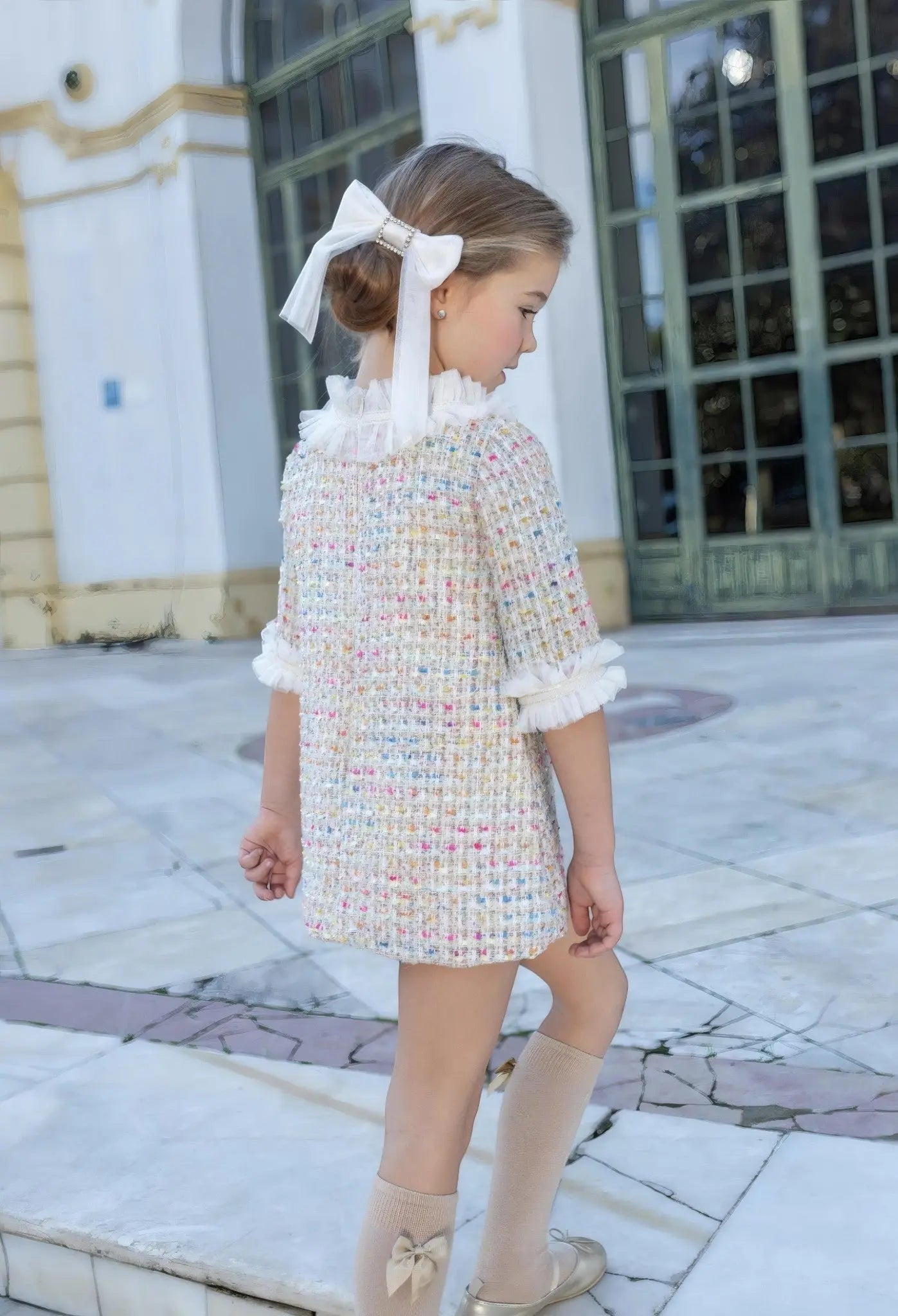 AW26 Naxos Multi Tweed Chanel A Line Dress Naxos