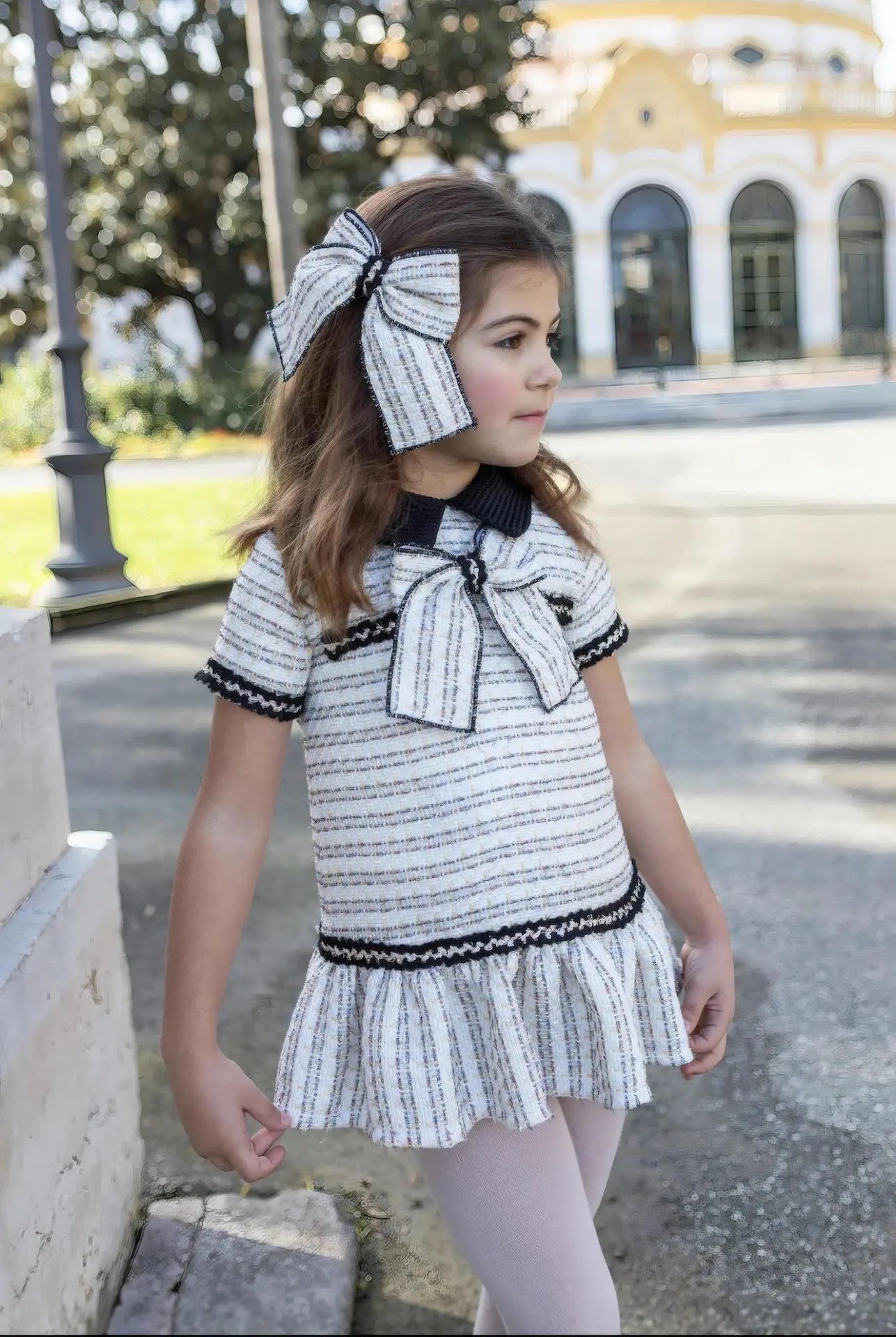 AW26 Naxos Girls Black Chanel Babydoll Dress Naxos