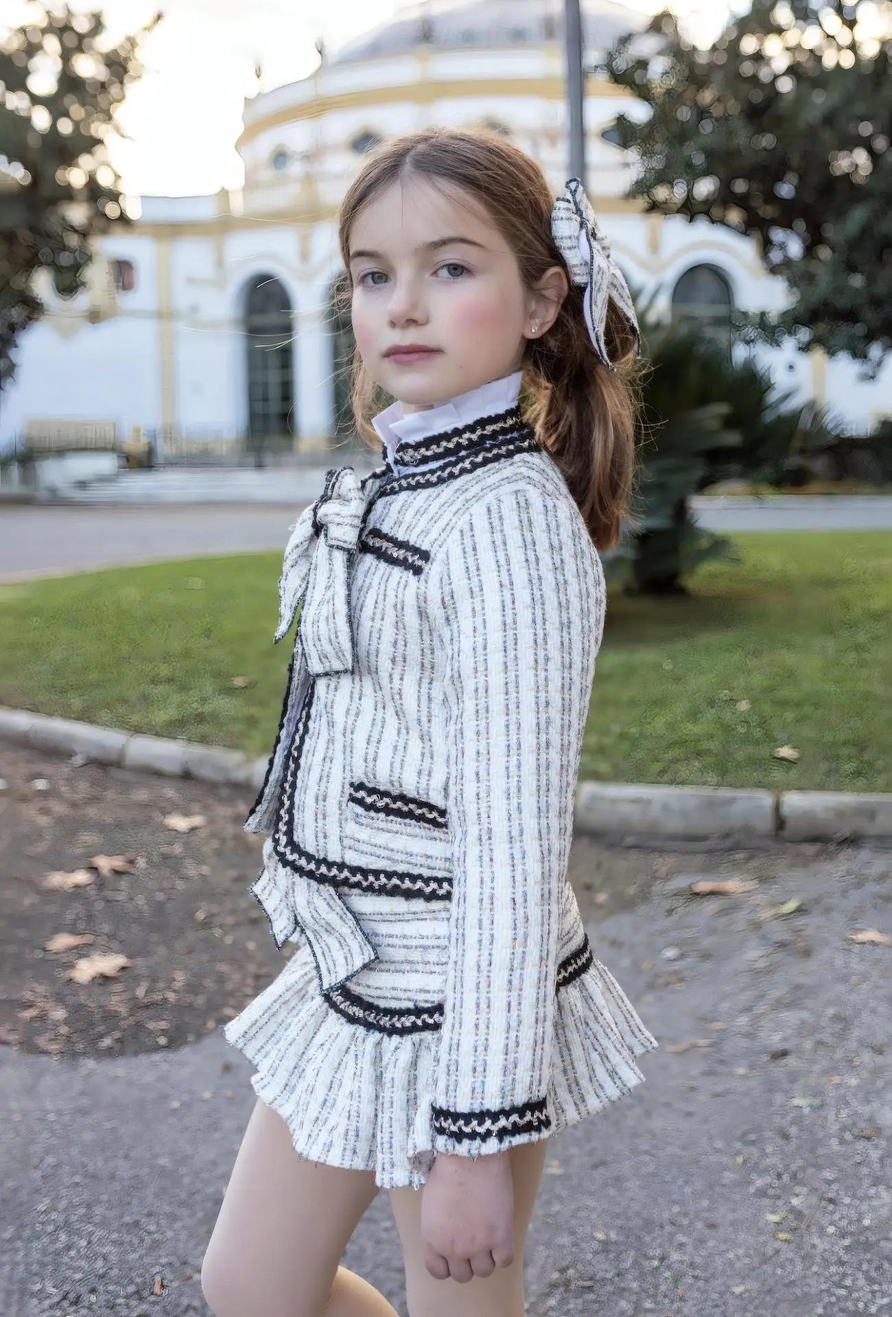 AW26 Naxos Black Chanel Girls Blazer, Shirt & Skirt Set Naxos