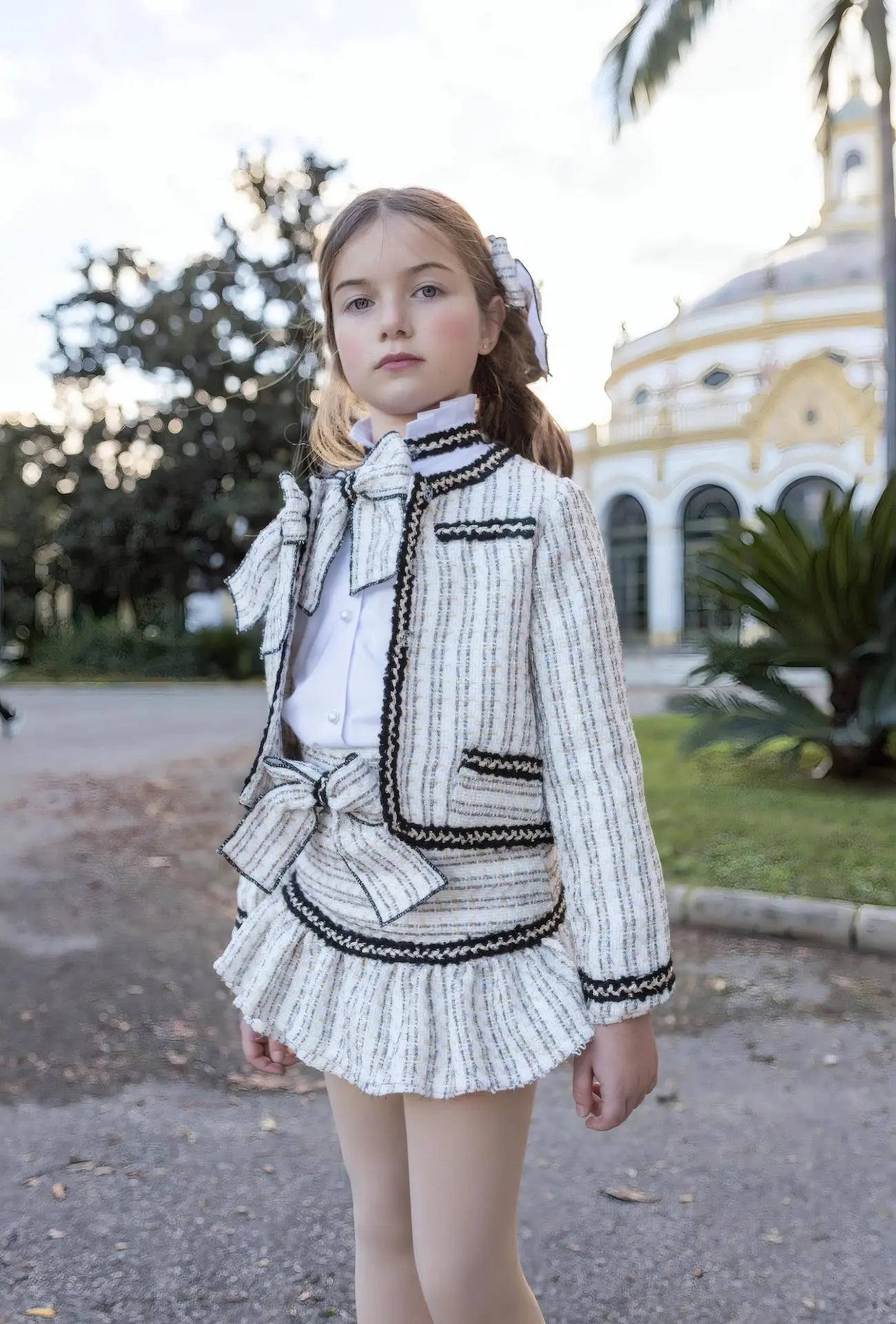 AW26 Naxos Black Chanel Girls Blazer, Shirt & Skirt Set Naxos