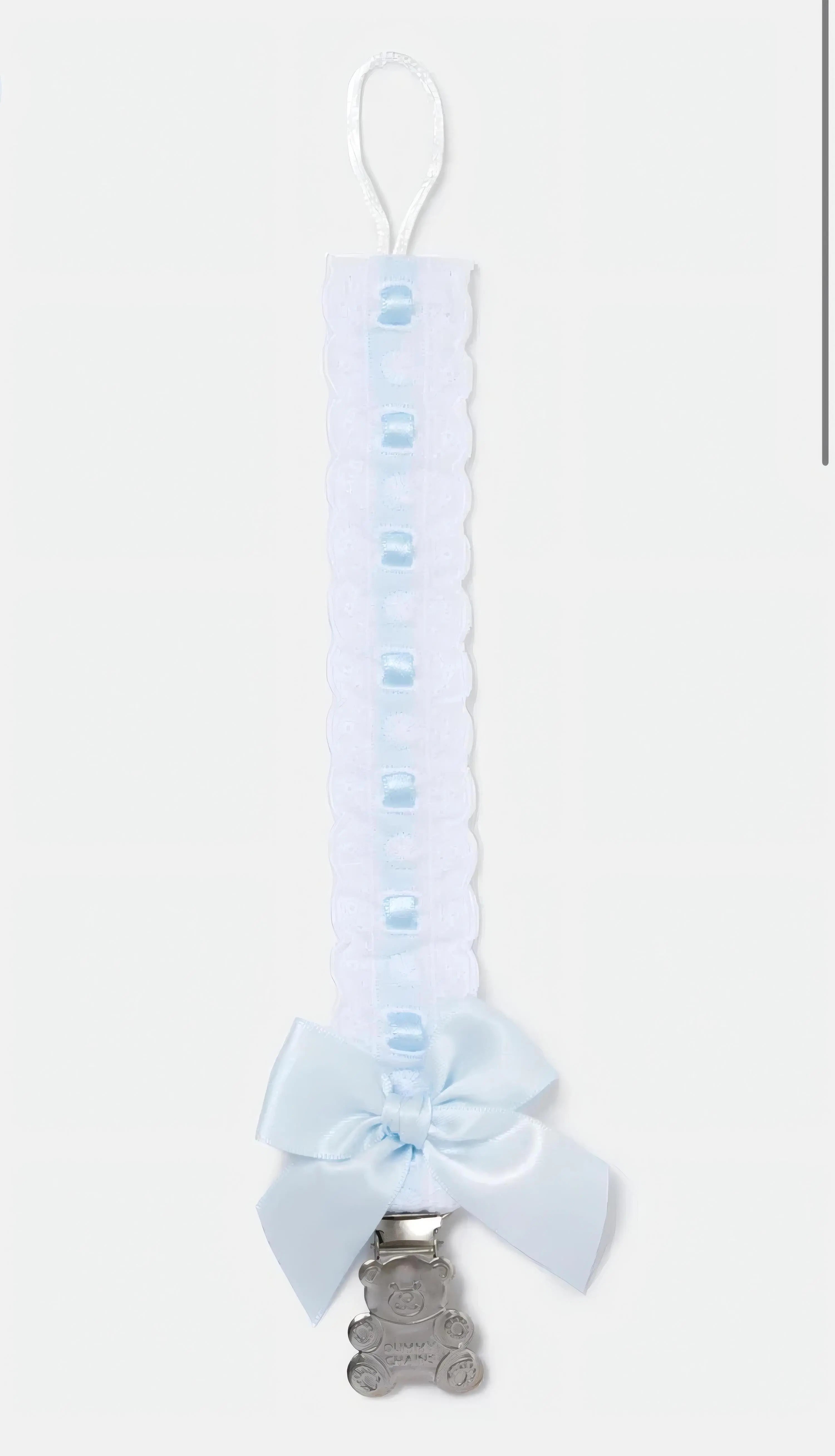 AW26 Baby Blue Spanish Ribbon Dummy Clip Dainty Delilah