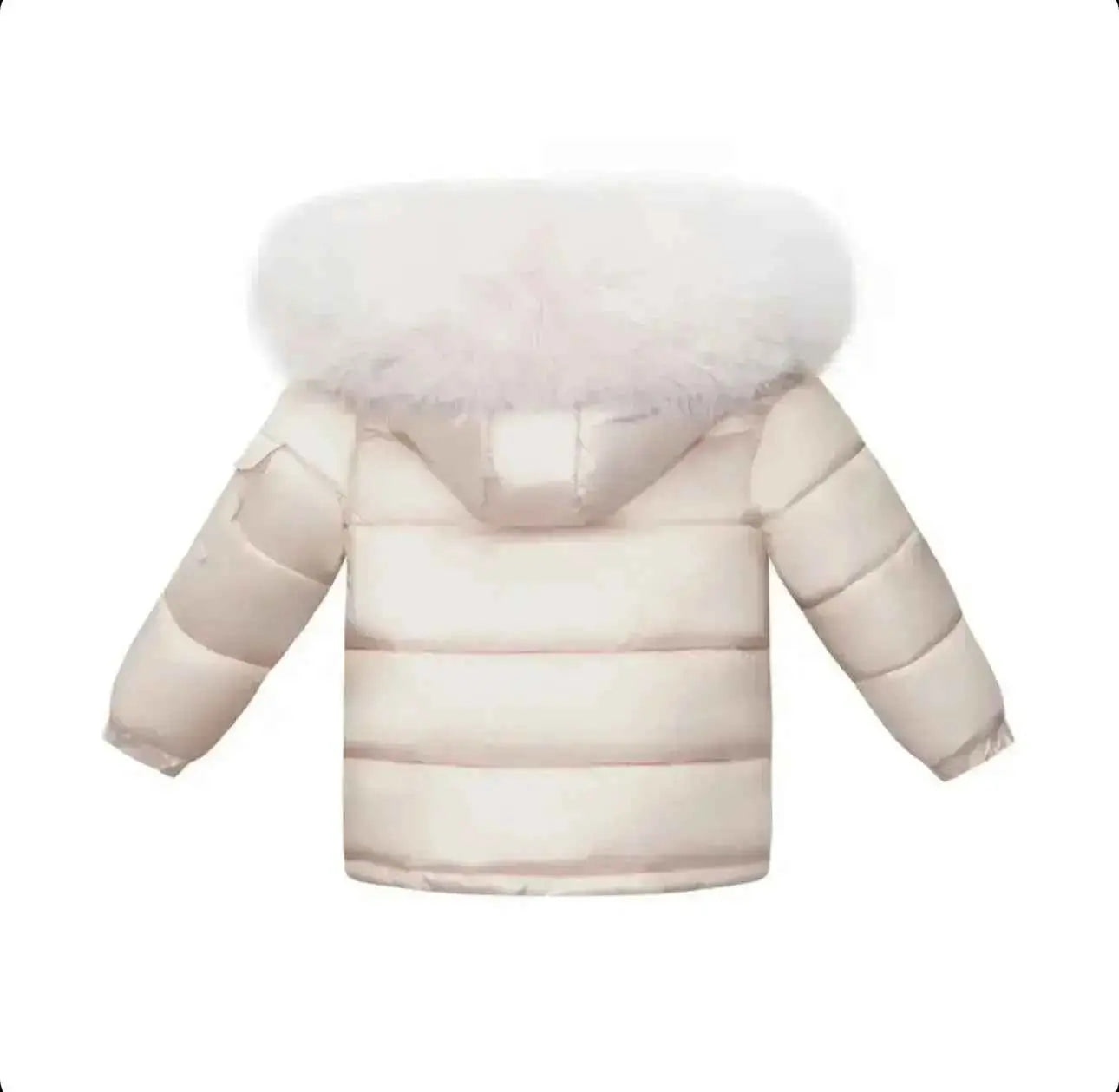 Peach Fur Hood Unisex Coat - In Stock
