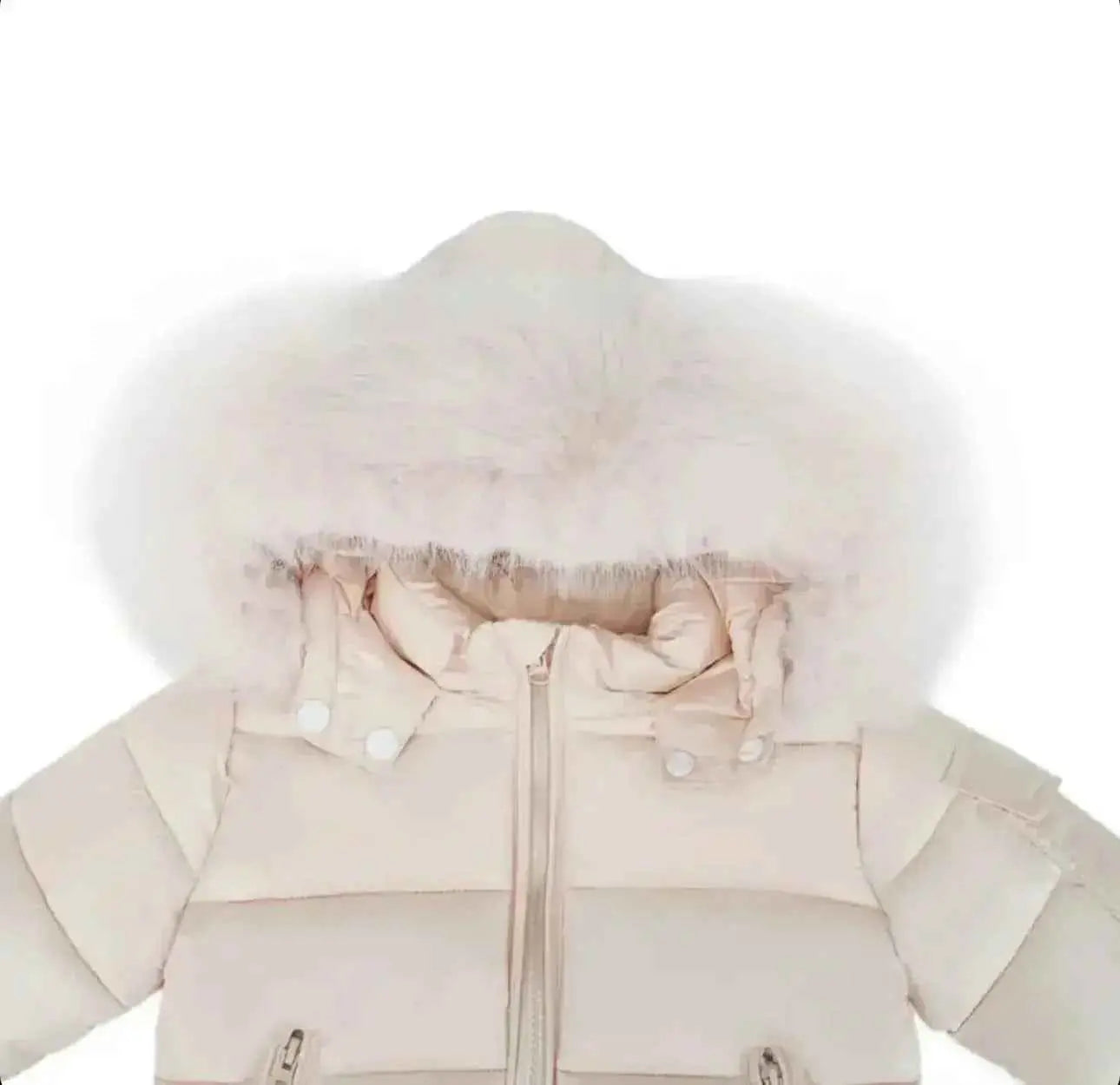 Peach Fur Hood Unisex Coat - In Stock