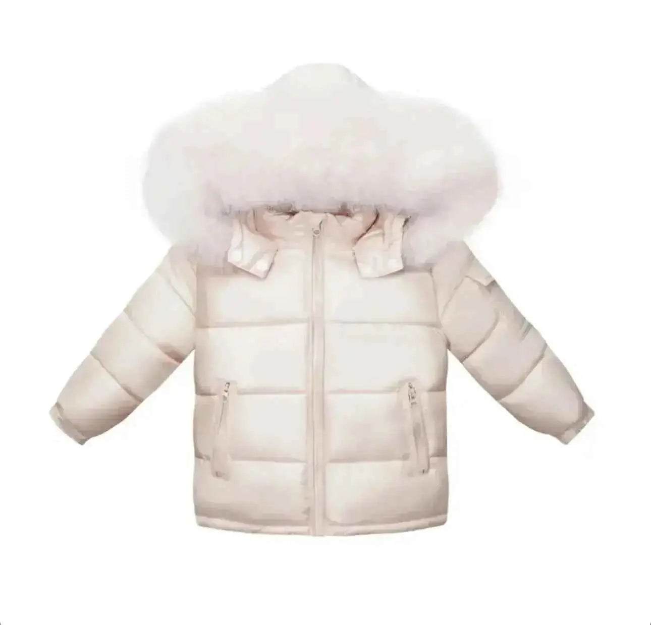 Peach Fur Hood Unisex Coat - In Stock
