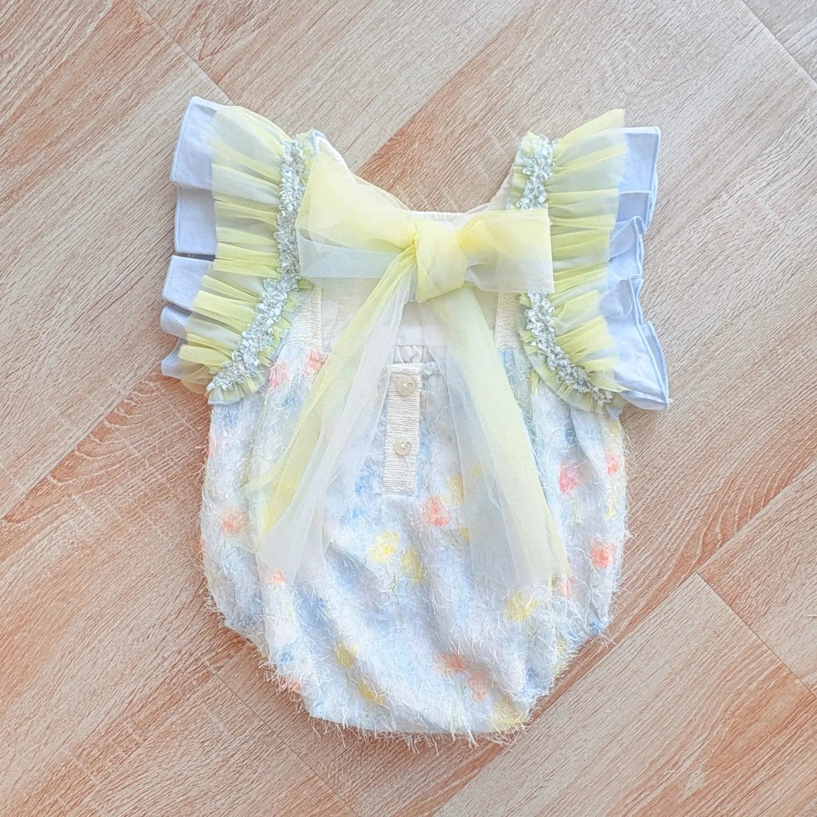 SS26 Baby Girls Multi Tulle Blue Romper Dainty Delilah