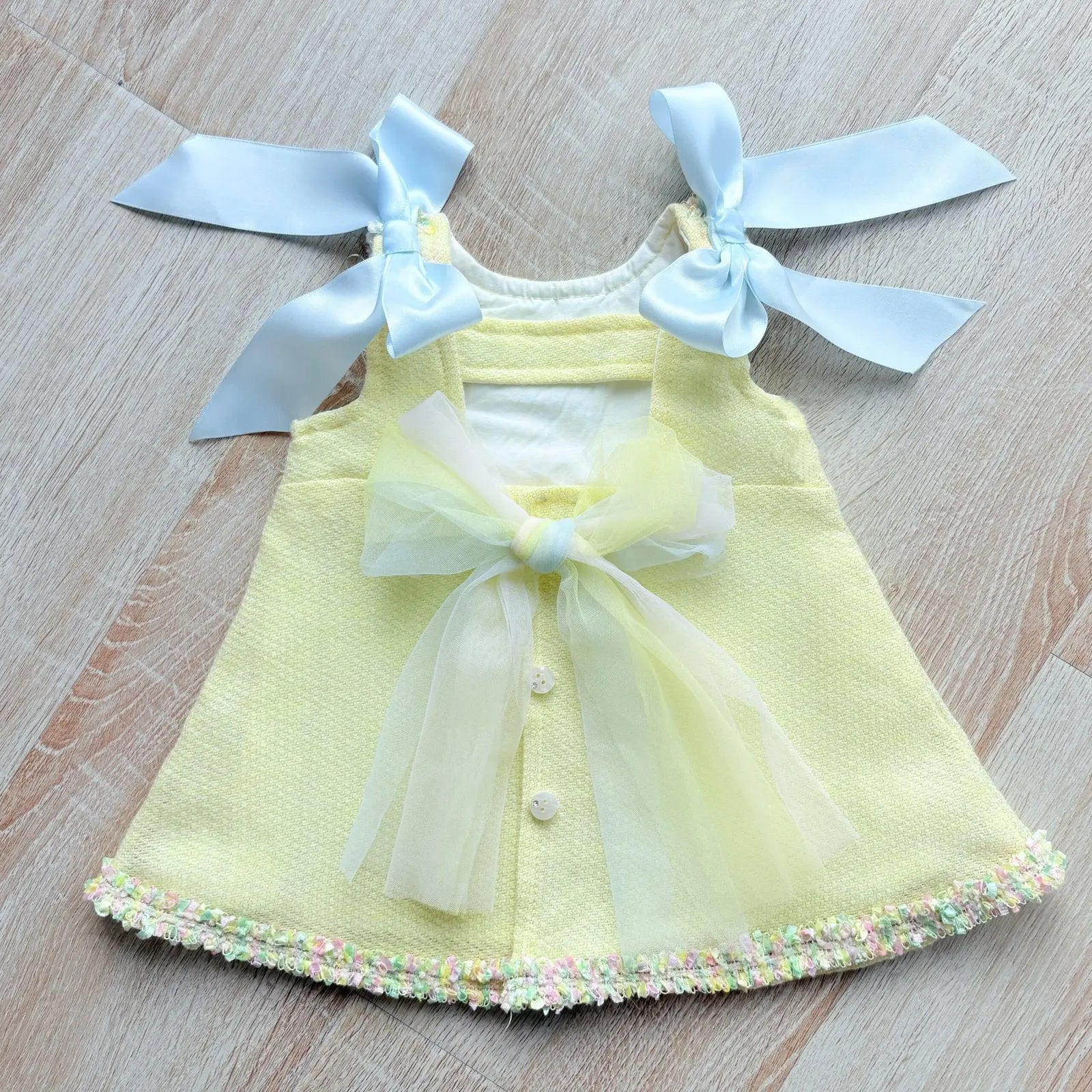 SS26 Baby Girls Lemon Open Back Tulle Dress Dainty Delilah