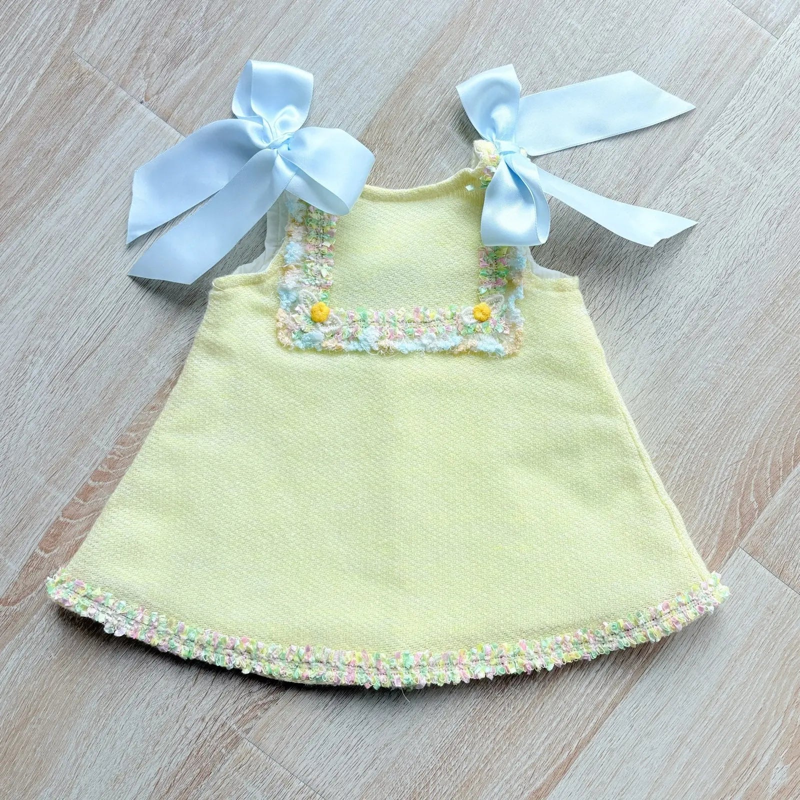 SS26 Baby Girls Lemon Open Back Tulle Dress Dainty Delilah