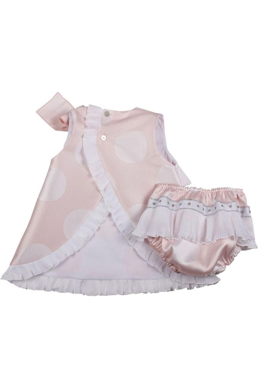 SS23 Naxos Baby Girls Pink Spot Dress Dainty Delilah 