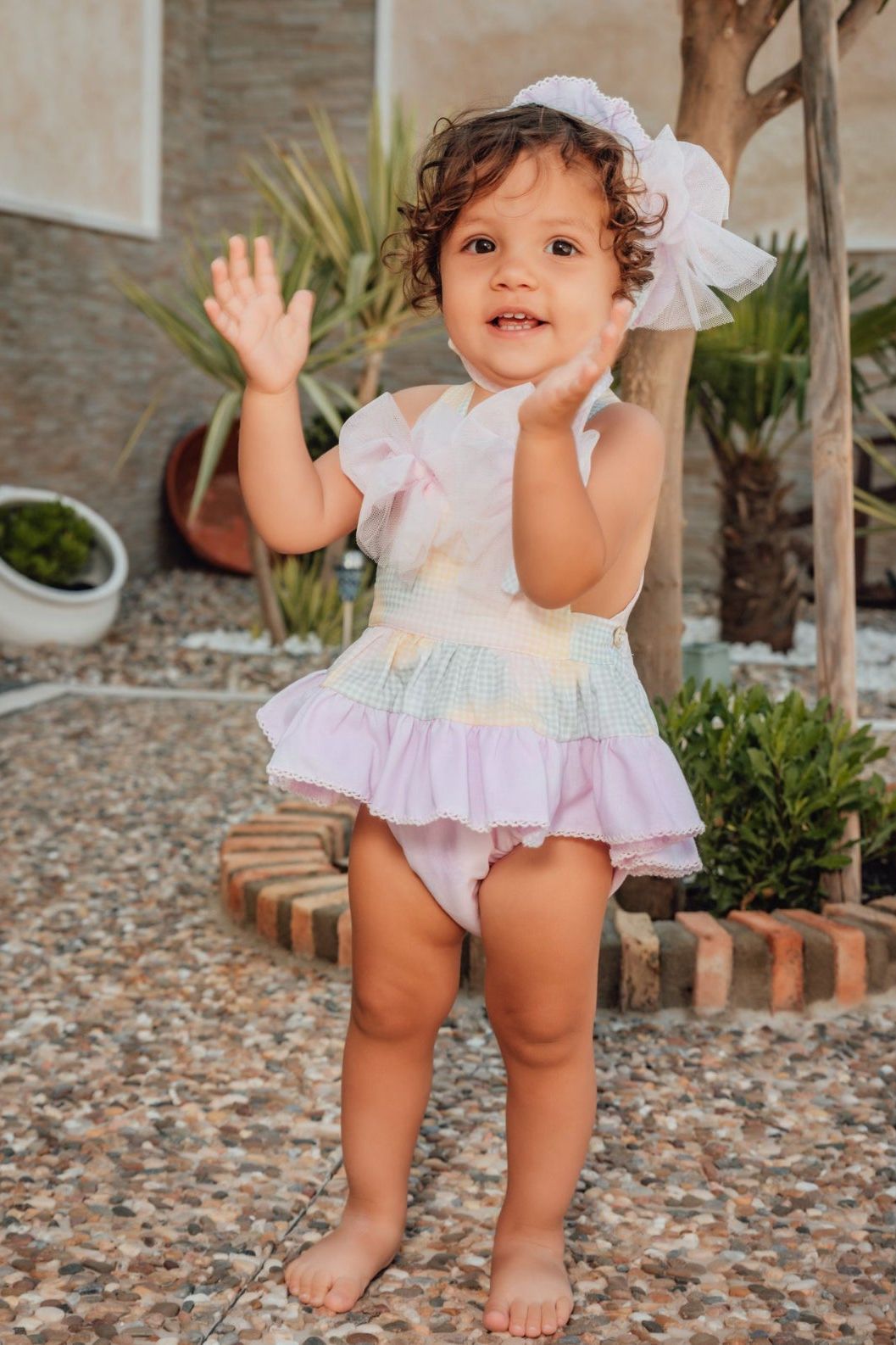 SS24 Babine Baby Girls Pastel Abstract Summer Romper Dainty Delilah