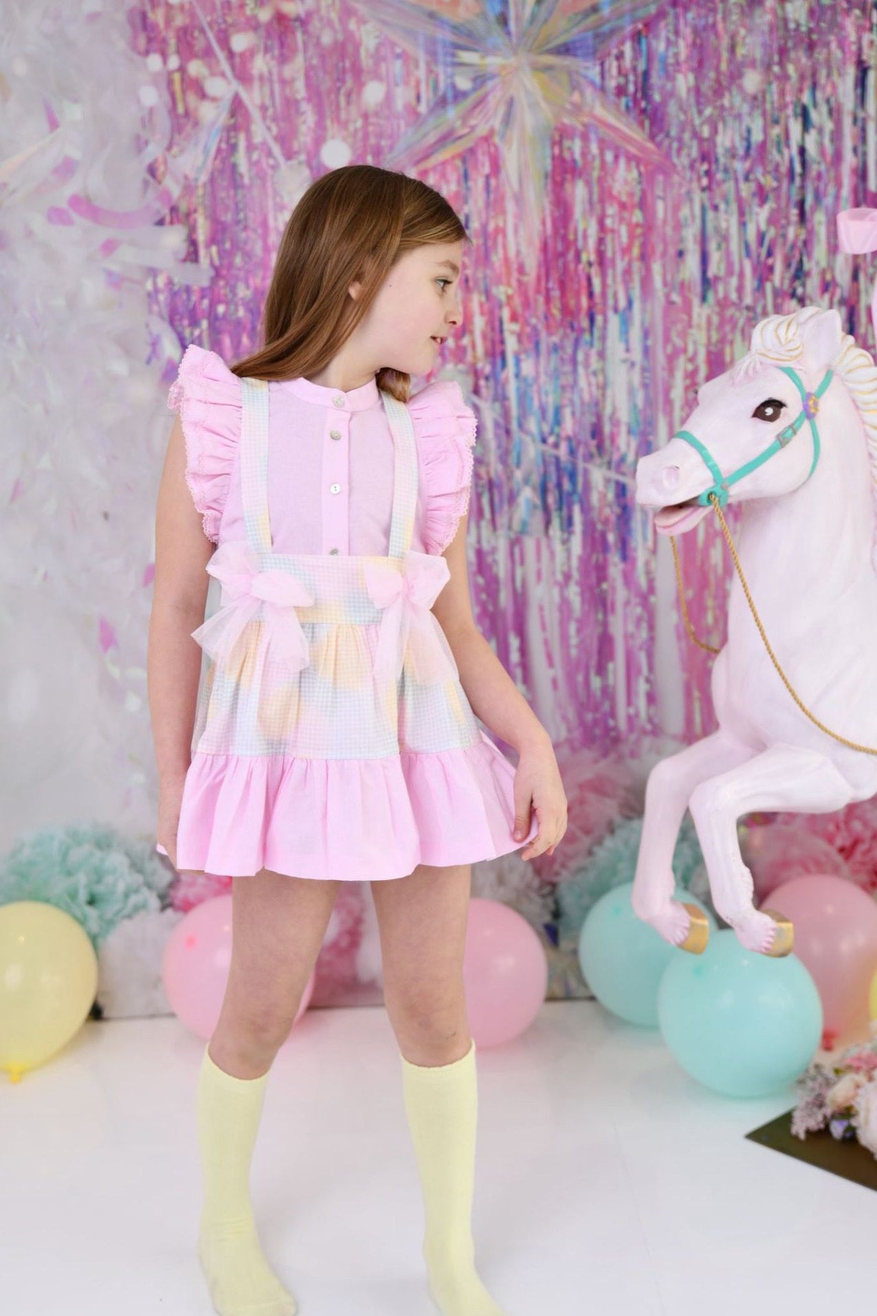 SS24 Babine Girls Pastel Abstract Pinafore Skirt Set Dainty Delilah