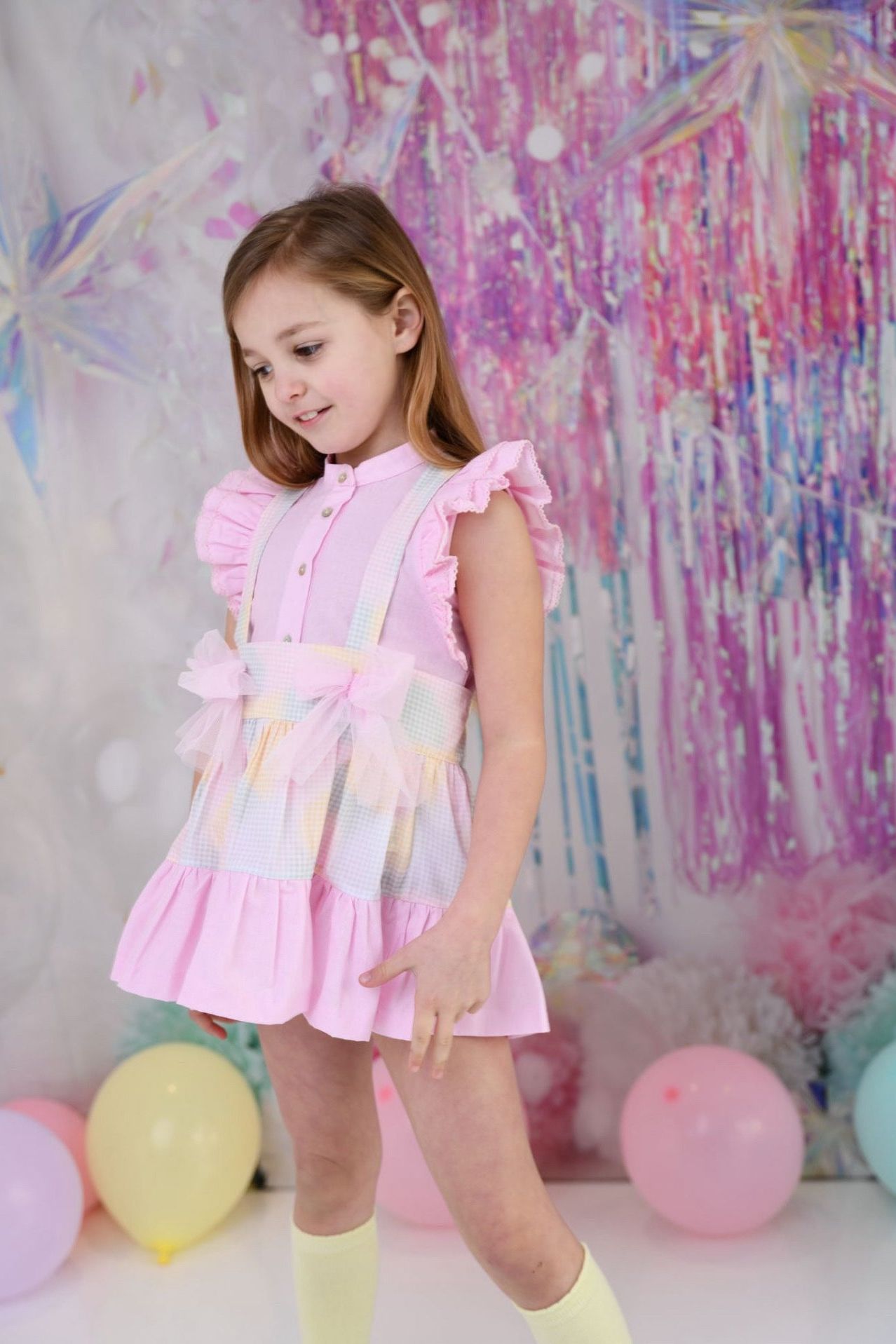 SS24 Babine Girls Pastel Abstract Pinafore Skirt Set Dainty Delilah