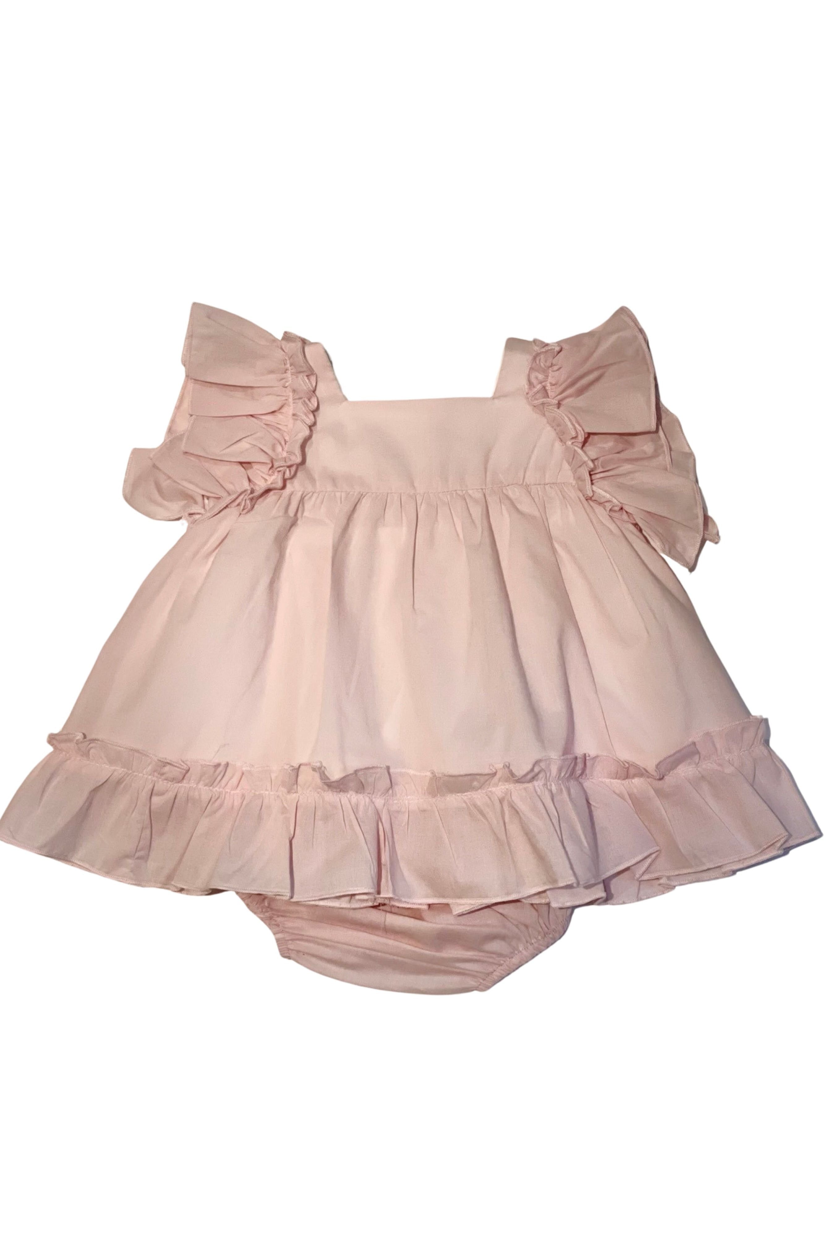 SS24 Lor Miral Baby Girls Pink Cotton Dress & Knickers Dainty Delilah