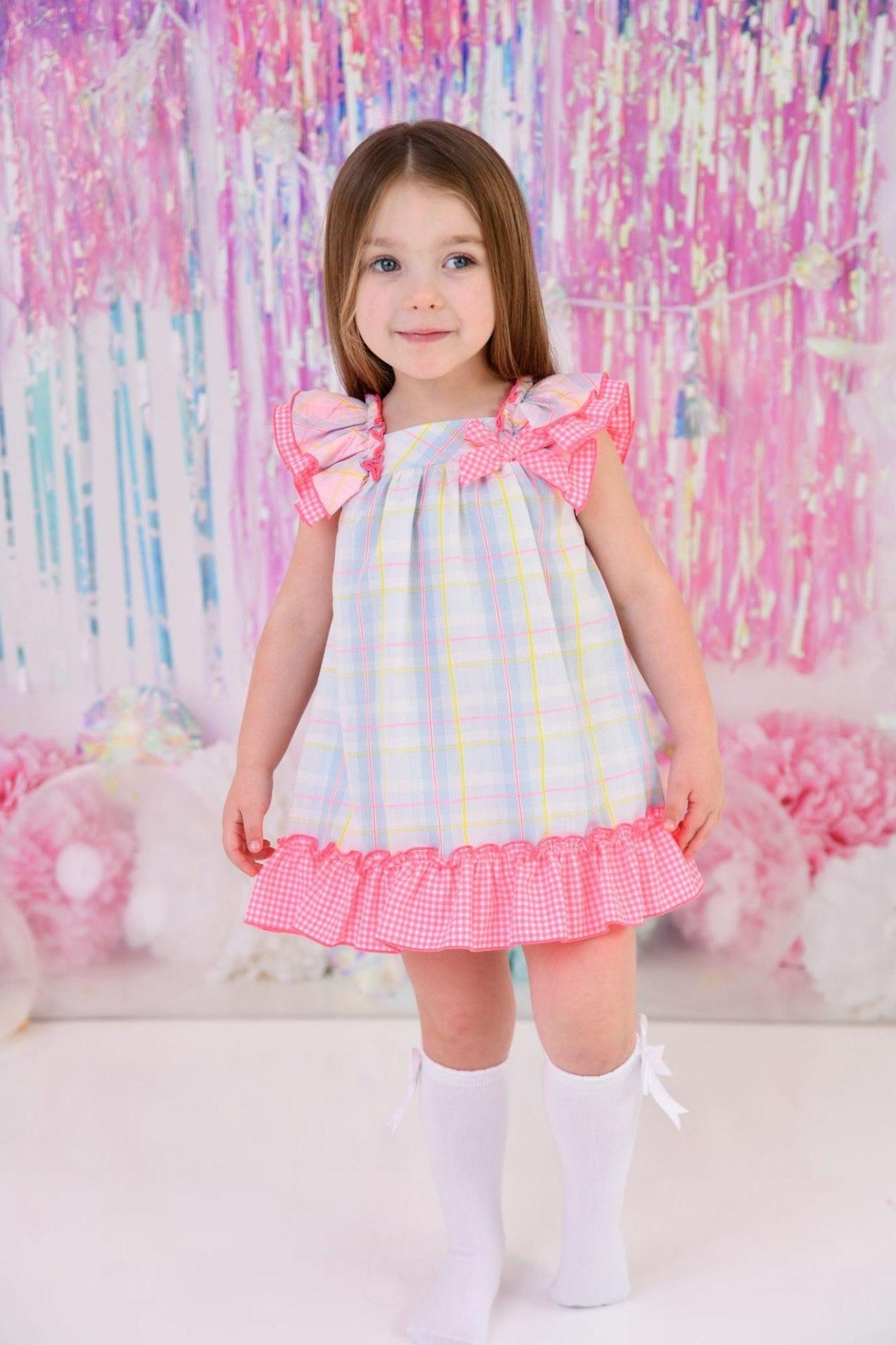 SS24 Miranda Baby Girls Pink Gingaham Dress 151-V Dainty Delilah 