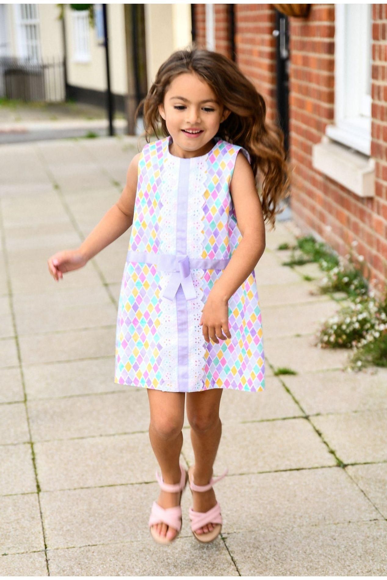 SS24 Rochy Rombos Girls Multi Colour A Line Dress Dainty Delilah 