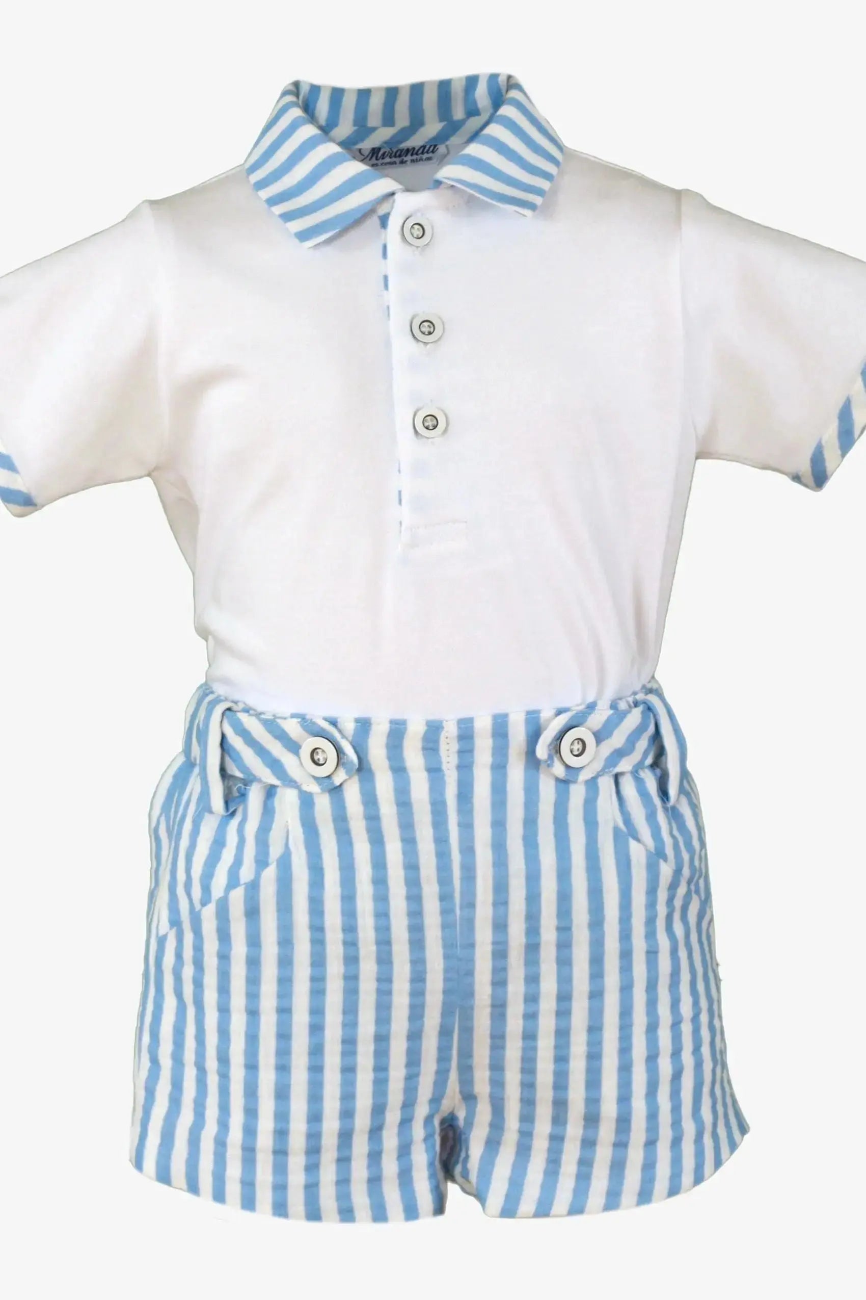 SS25 Baby Boys Miranda Blue Stripe Suit Dainty Delilah