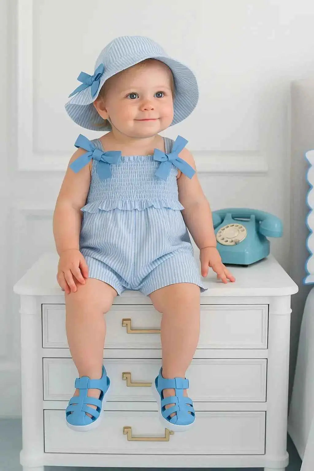 SS25 Baby Girls Miranda Candy Stripe Jumpsuit & Hat