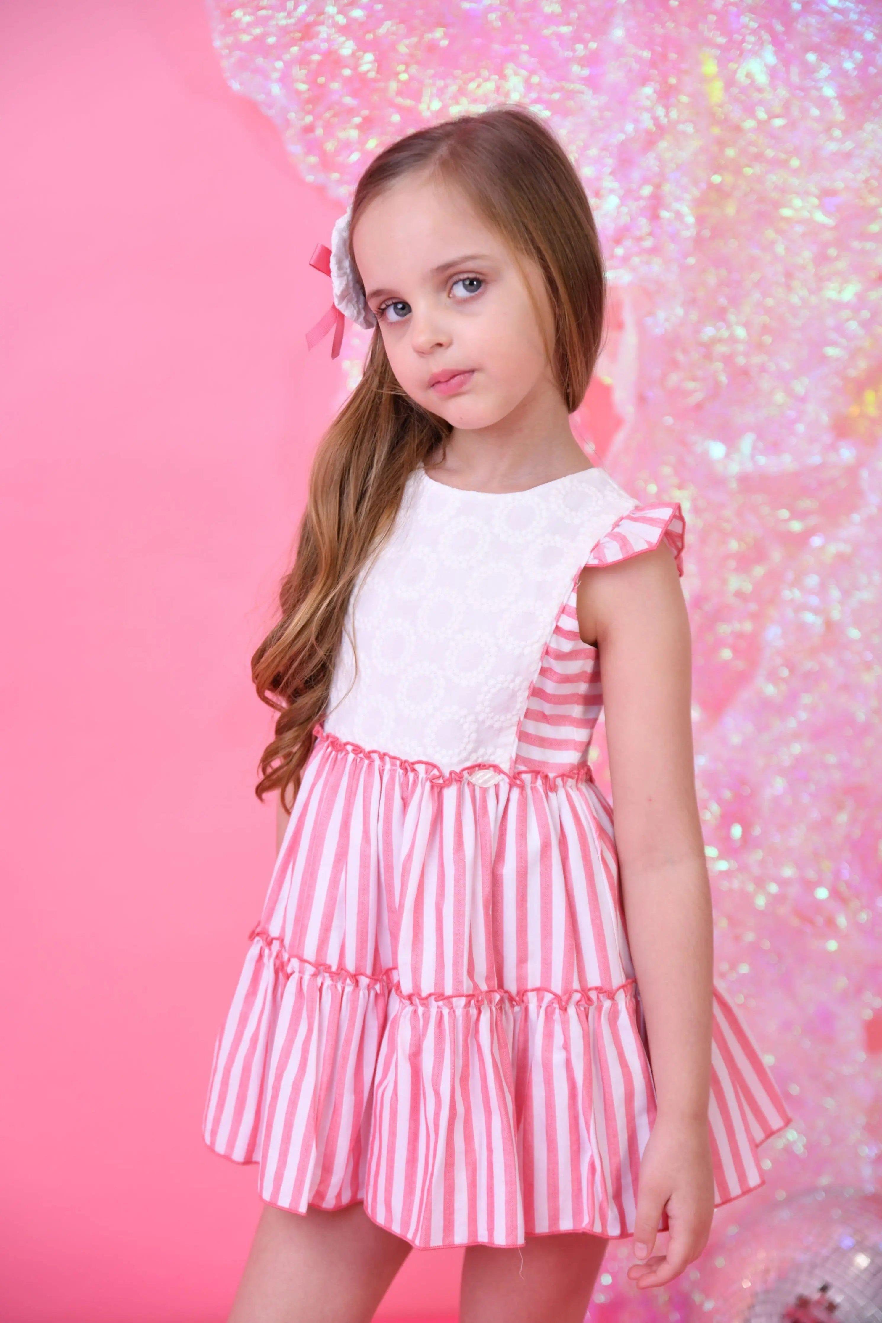 SS25 Girls Miranda Candy Stripe Summer Dress Dainty Delilah