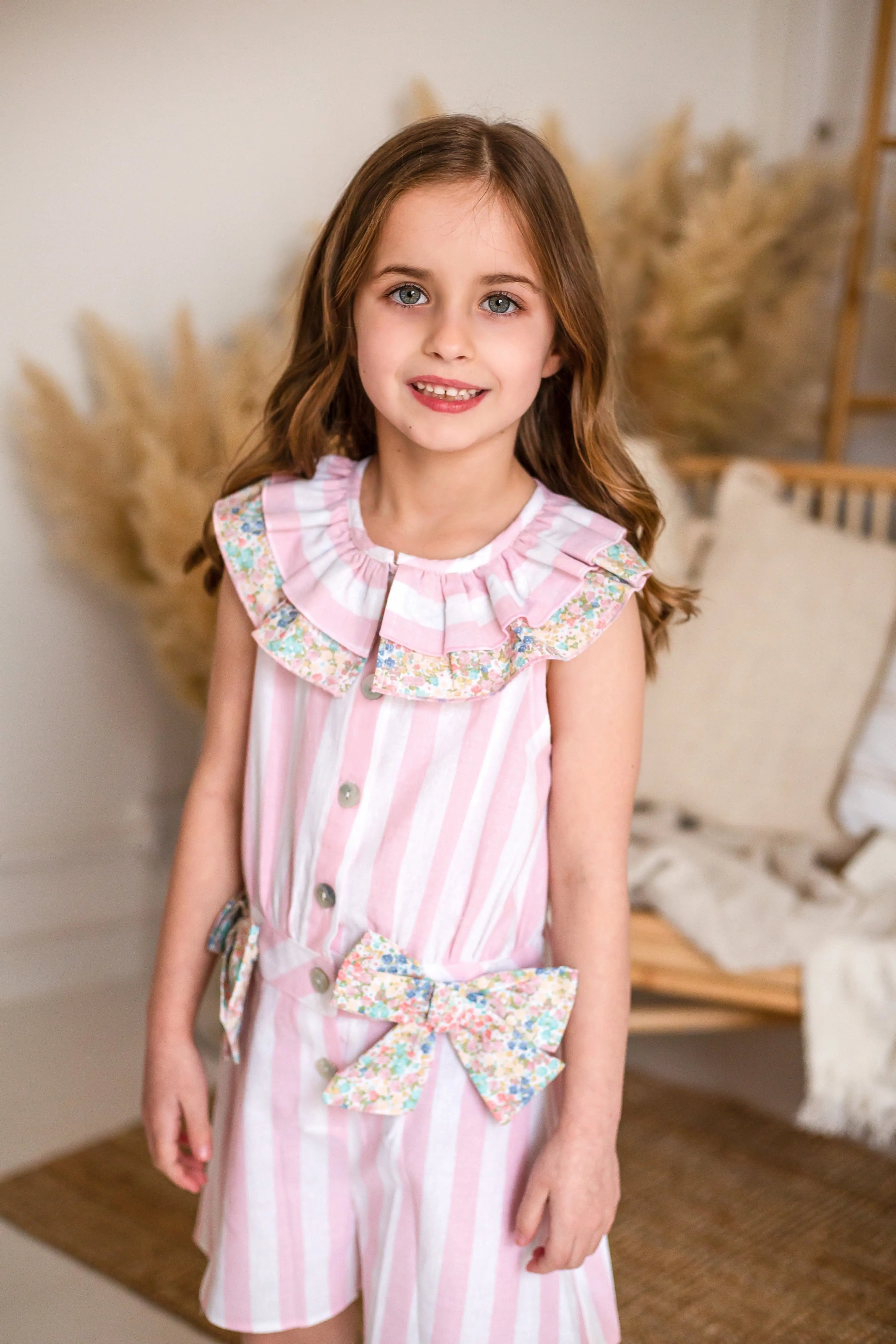 SS25 Babine Girls Pink Stripe Jumpsuit - Babine