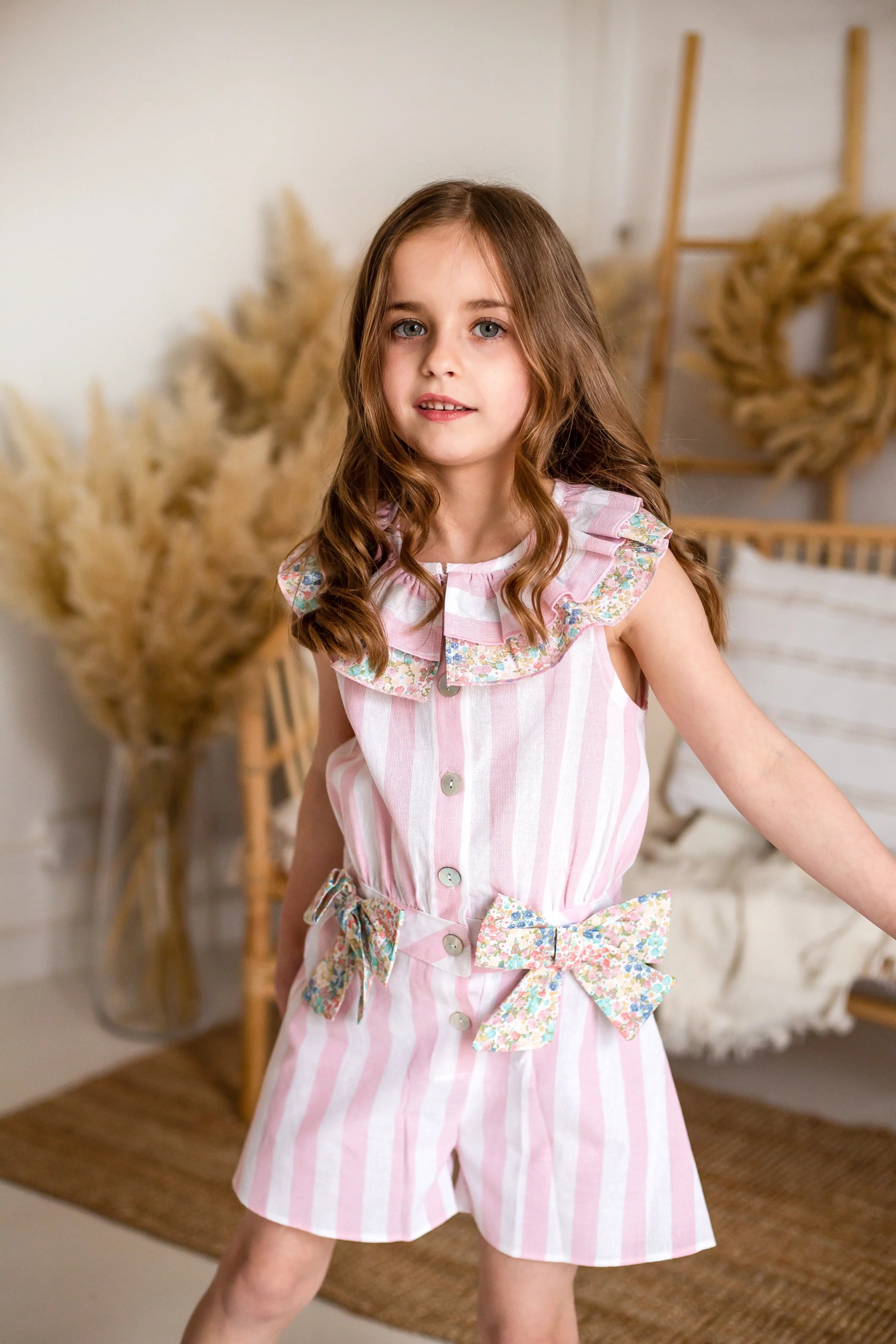 SS25 Babine Girls Pink Stripe Jumpsuit - Babine