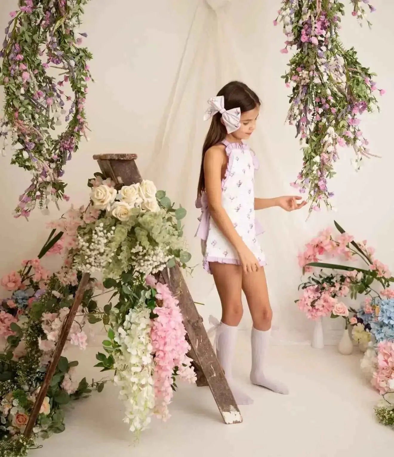 SS26 Babine Girls Lilac Balloon Frilly Playsuit