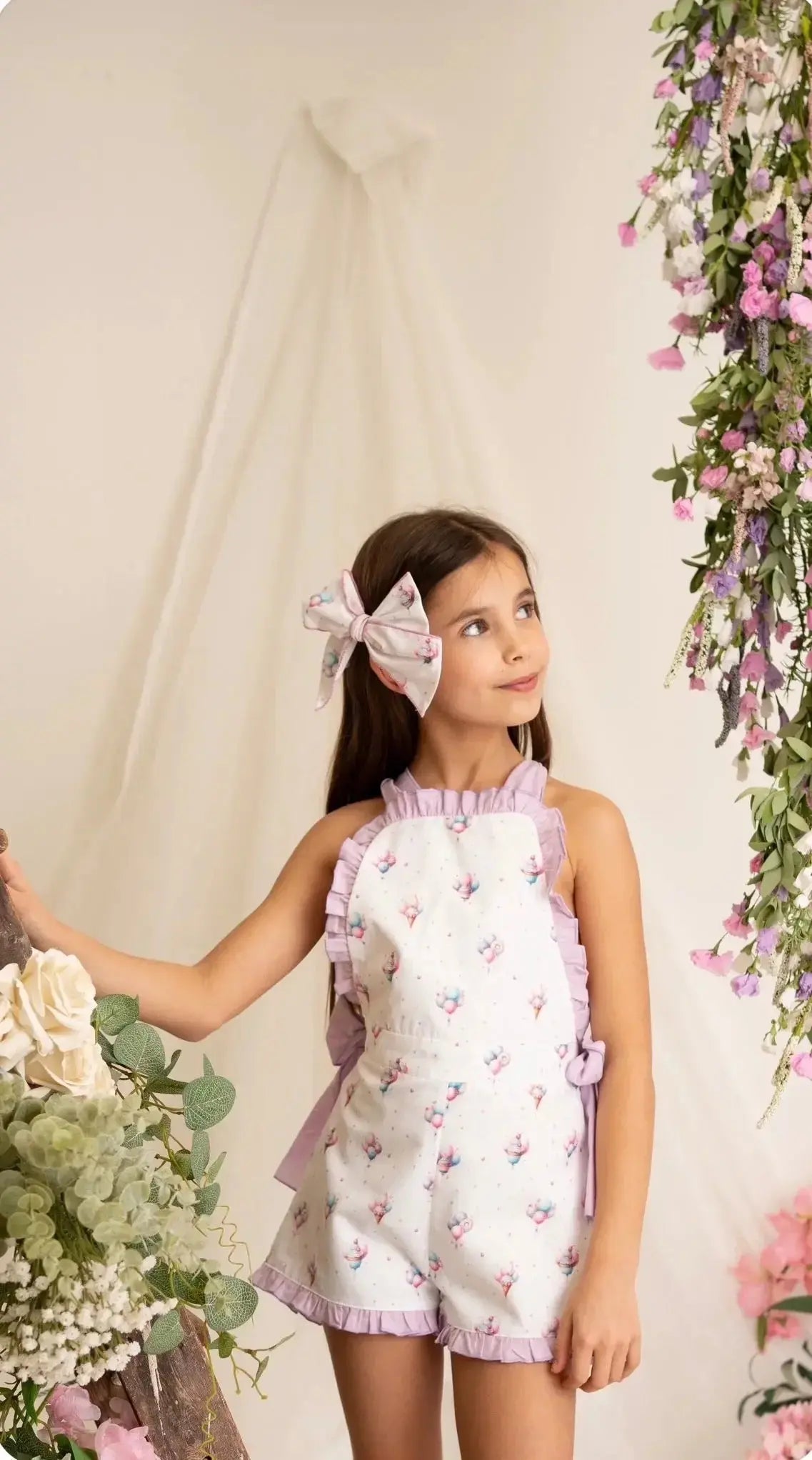 Babine Girls Lilac Balloon Frilly Playsuit Babine