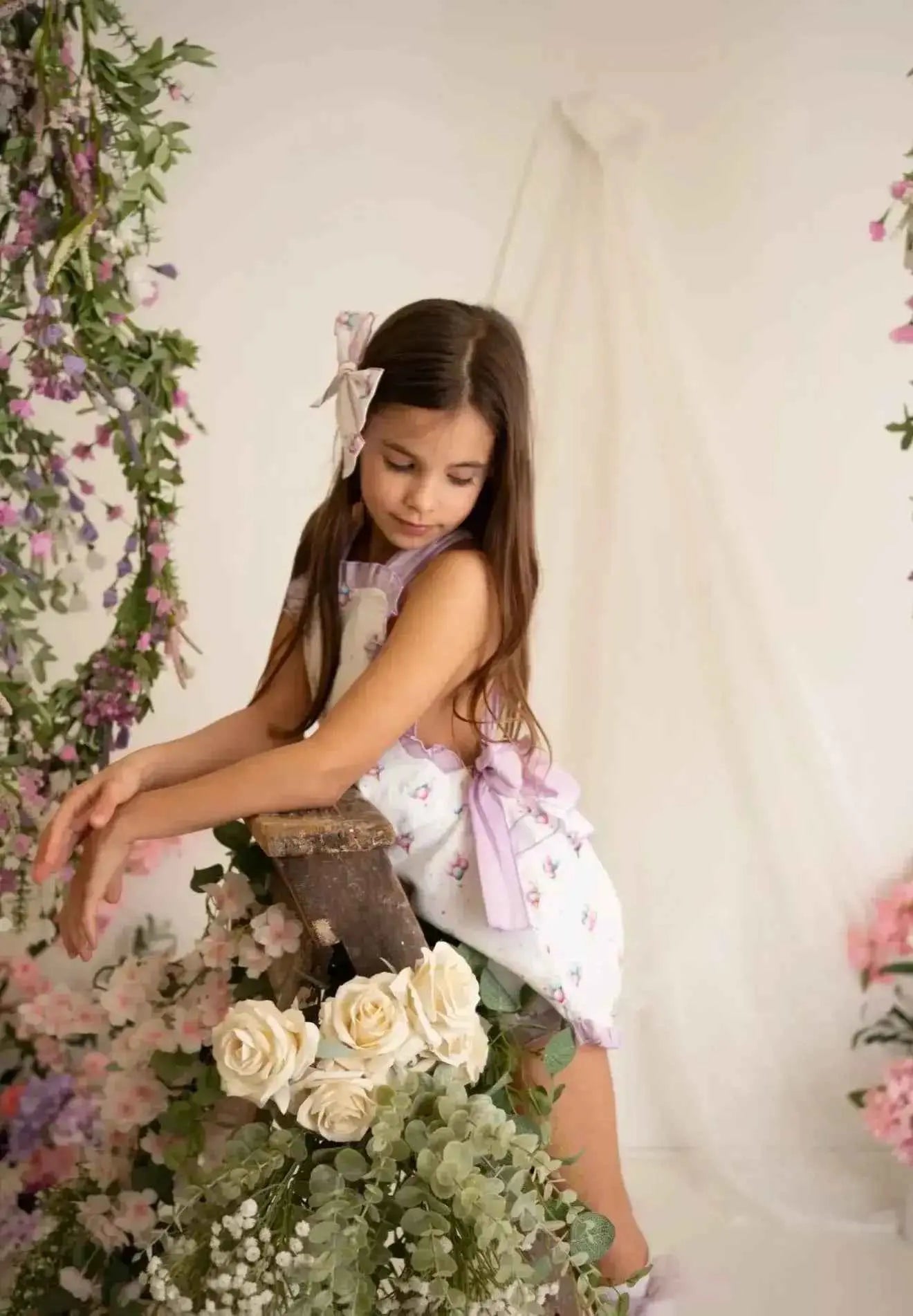 SS26 Babine Girls Lilac Balloon Frilly Playsuit