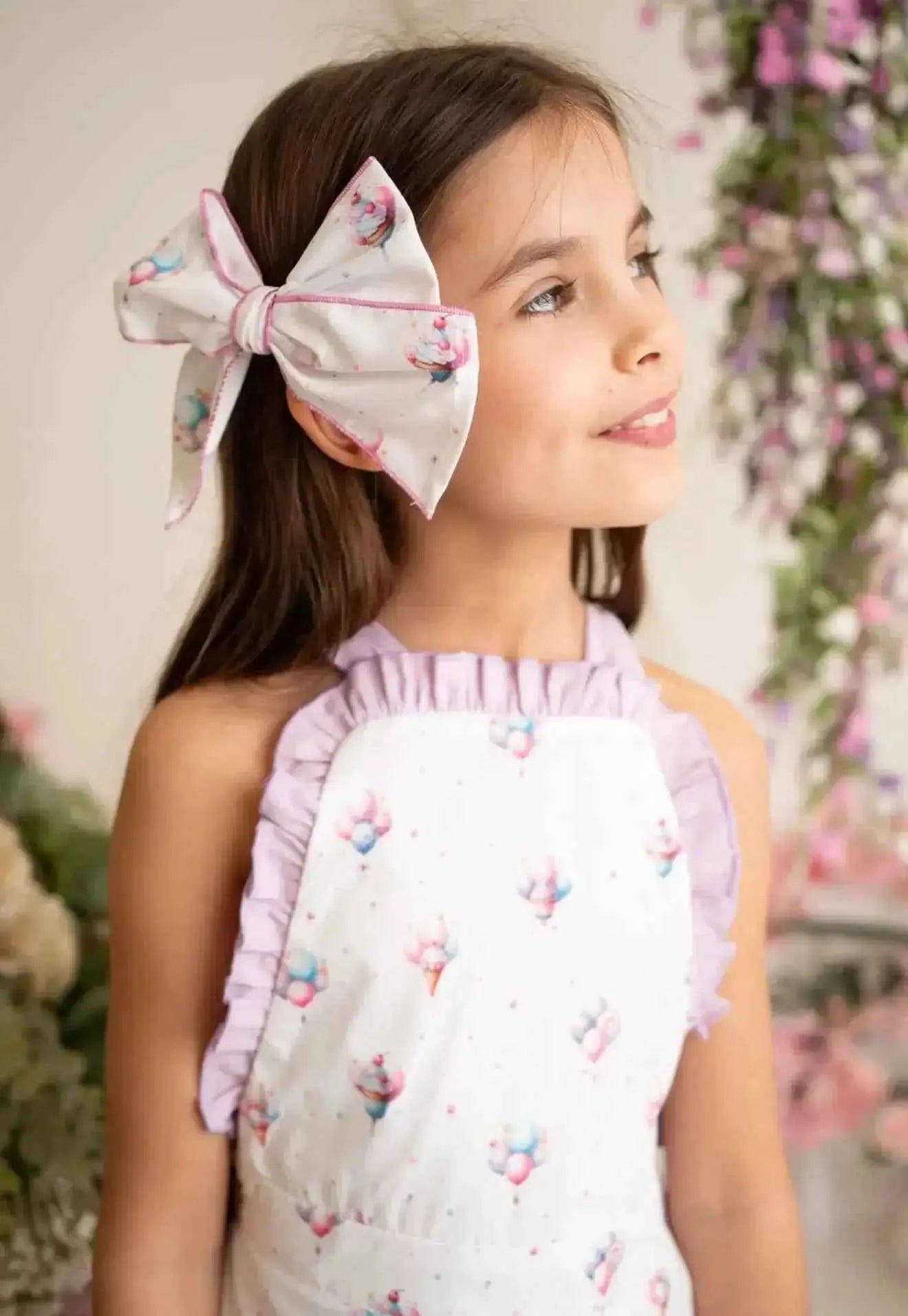 SS26 Babine Girls Lilac Balloon Frilly Playsuit