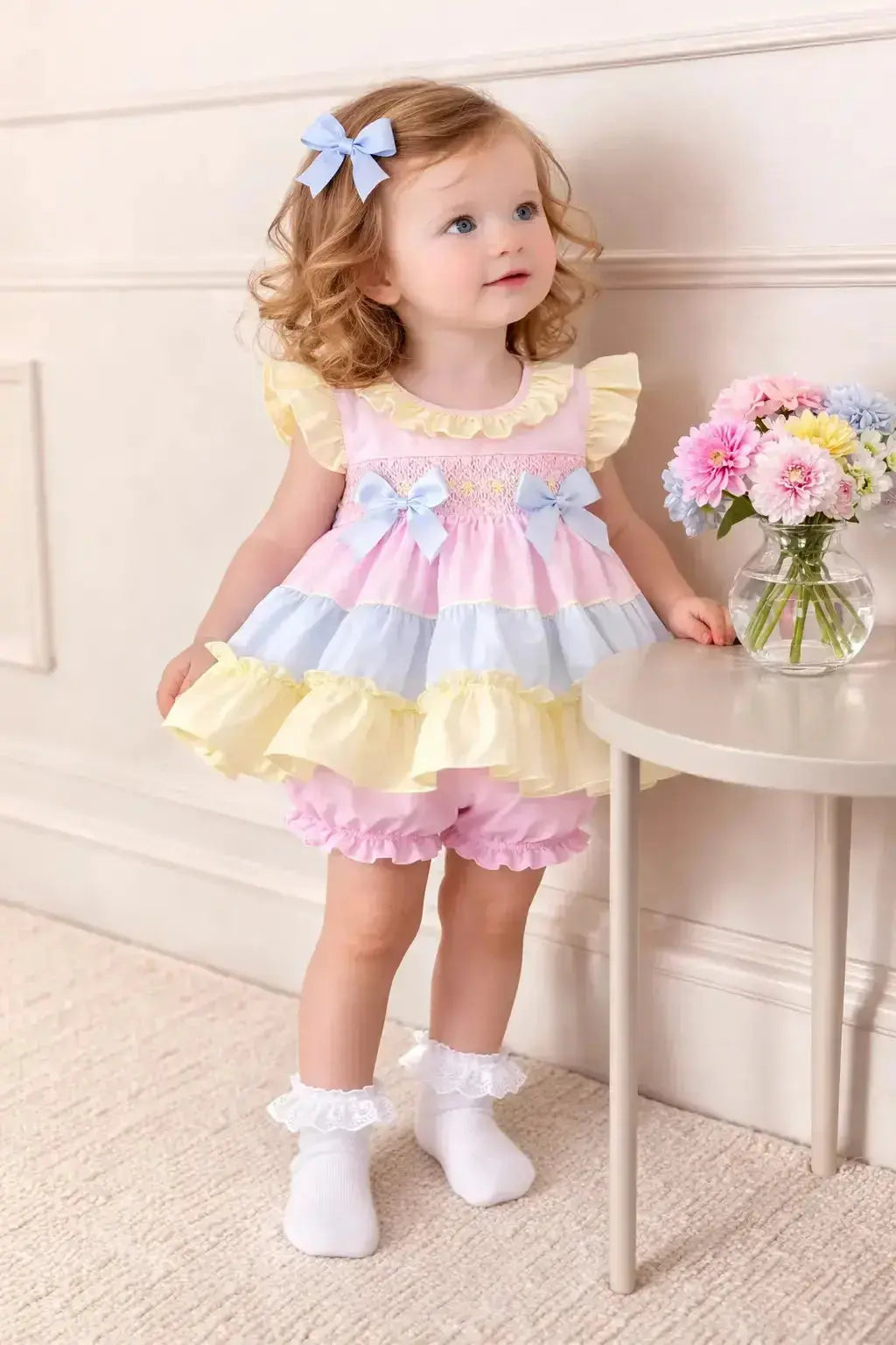 SS26 Baby Girls Easter Smock Dress & Knickers Dainty Delilah