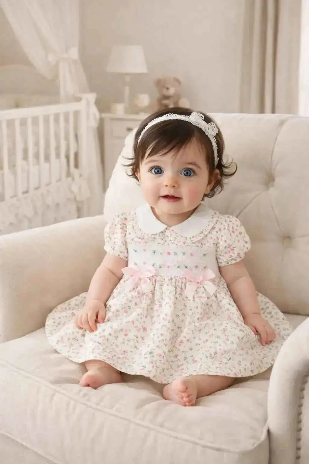SS26 Baby Girls Floral Smock Dress