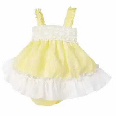 SS26 Baby Girls Lemon Ruffle Dress & Knickers Dainty Delilah