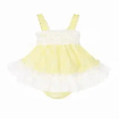 SS26 Baby Girls Lemon Ruffle Dress & Knickers Dainty Delilah