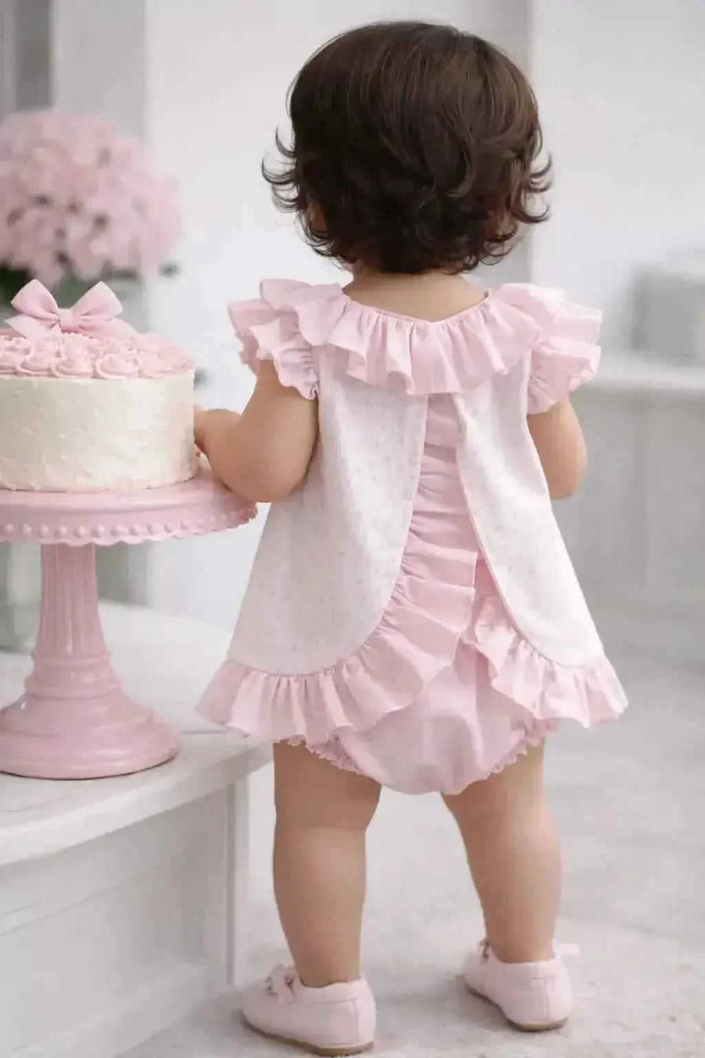 SS26 Baby Girls Open Back Dress & Knickers