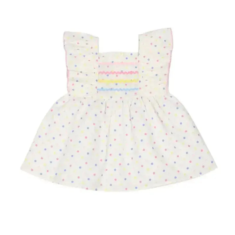 SS26 Baby Girls Pastel Polka Dot Dress Dainty Delilah