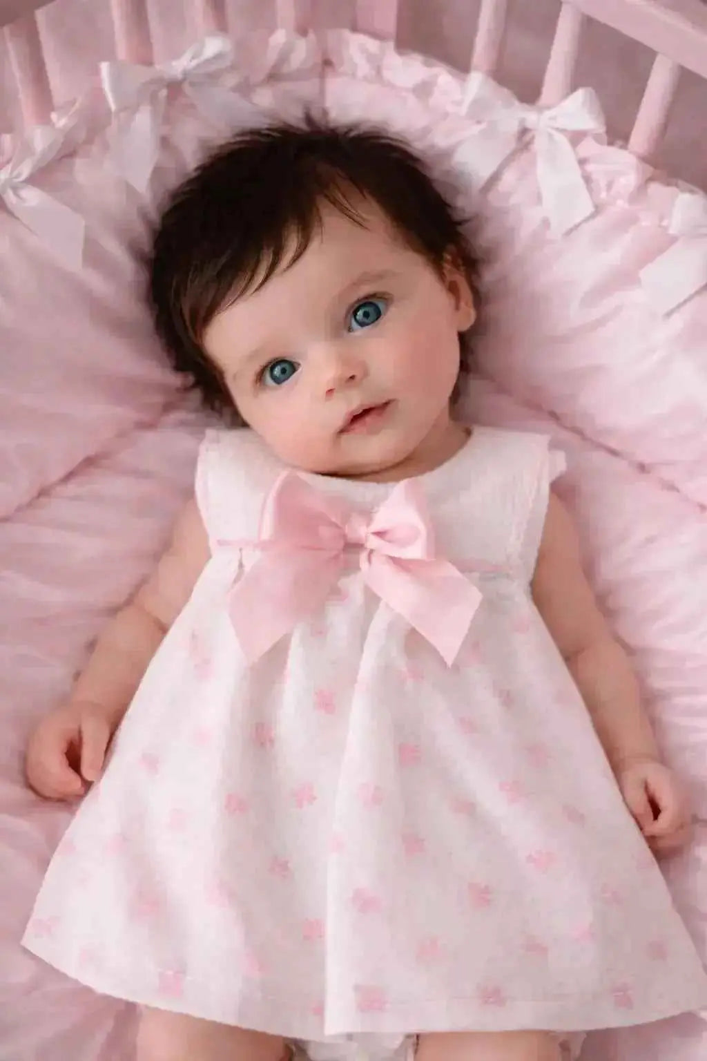 SS26 Baby Girls Pink Bow Dress & Knickers