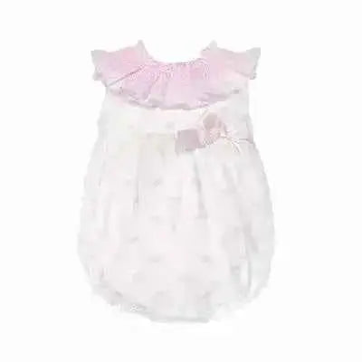 SS26 Baby Girls Pink Bow Smock Romper
