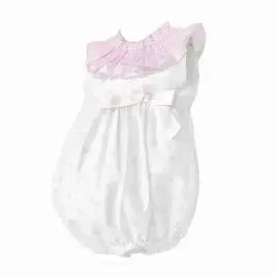 SS26 Baby Girls Pink Bow Smock Romper